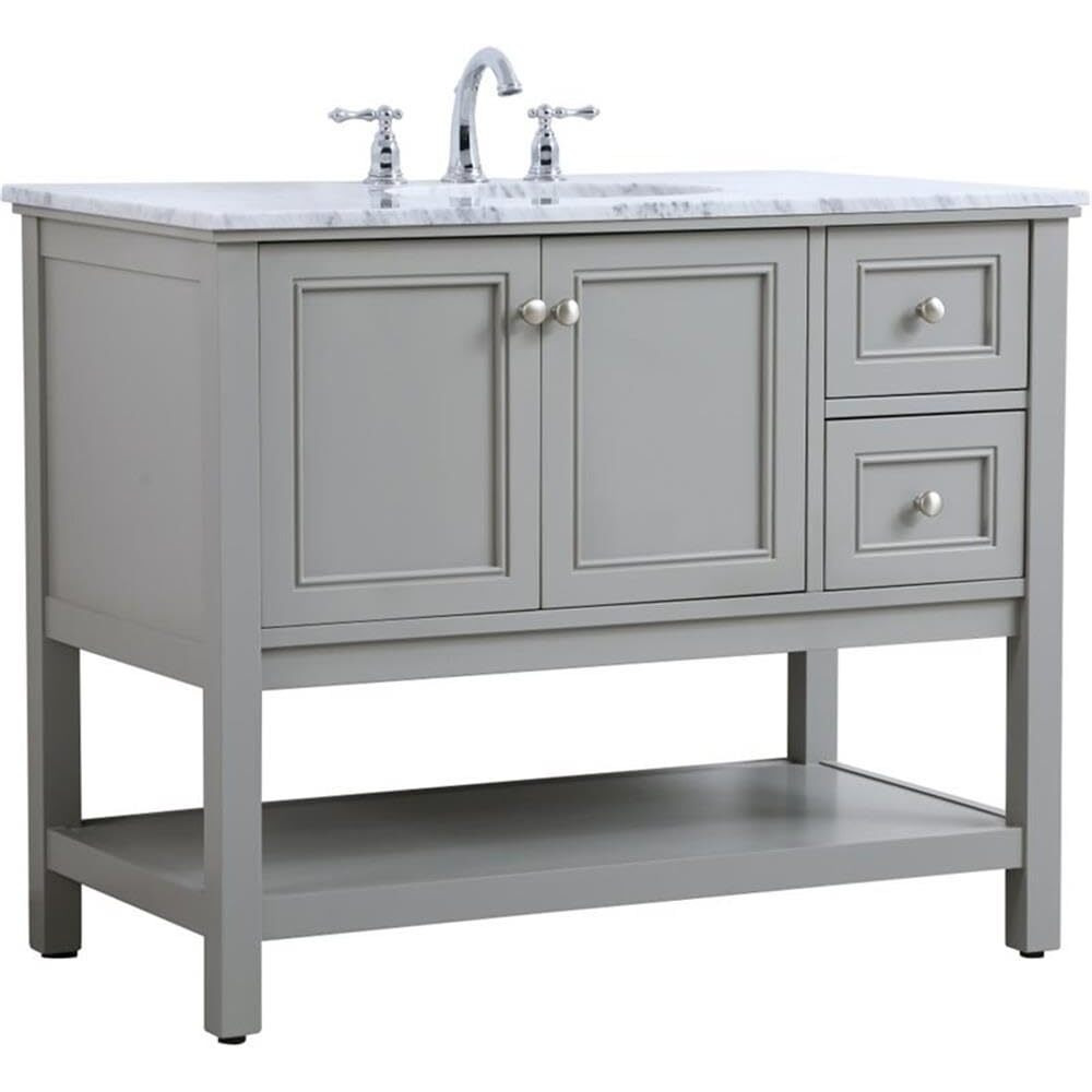 Elegant Decor Metropolis 42" Single Marble Top Bathroom Vanity in Gray