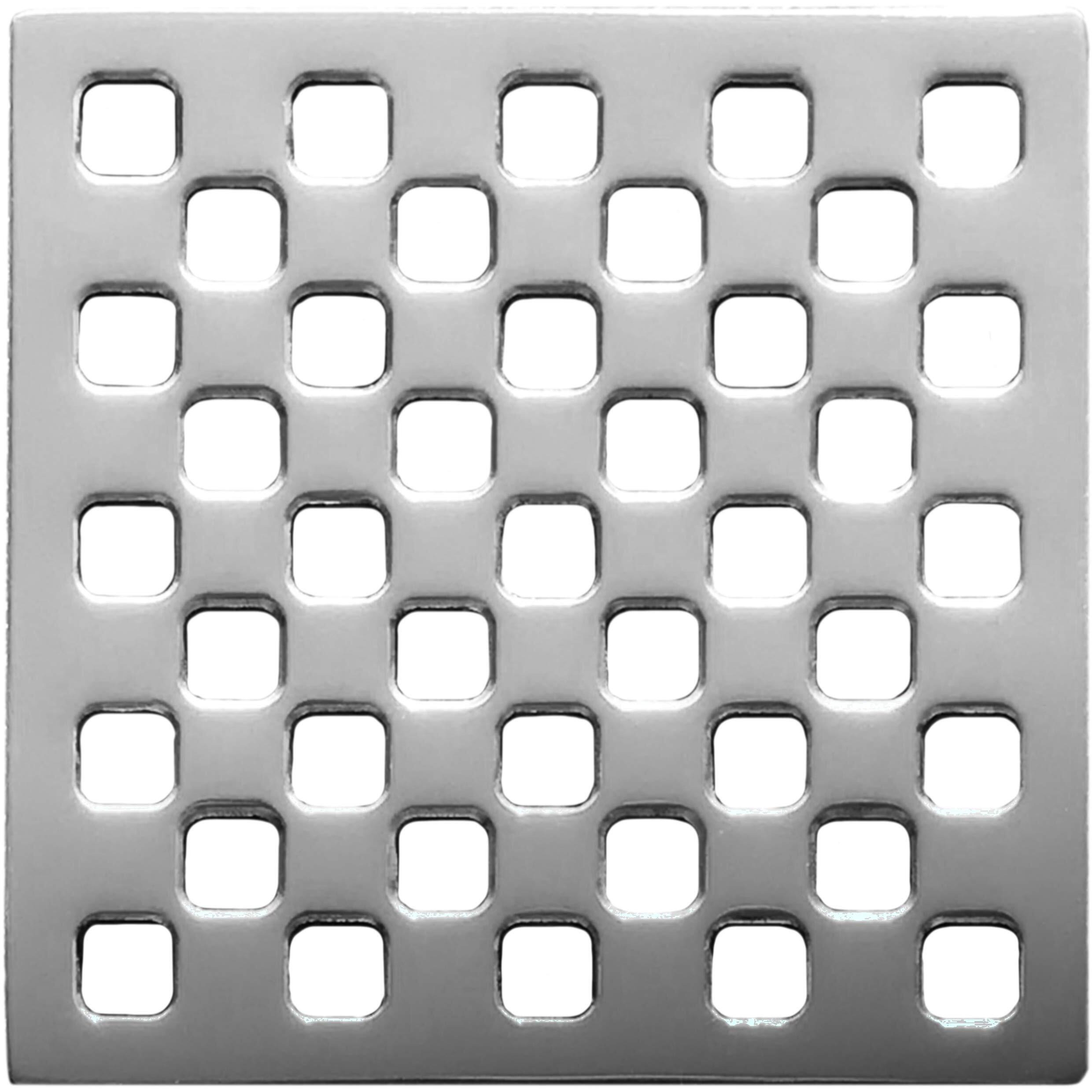 OASI 3.75 Inch Premium Stainless Steel Grate for 4 Inch Drain - Milano - Polished Chrome Designer Custom Grates Metal Drain Cover Plate