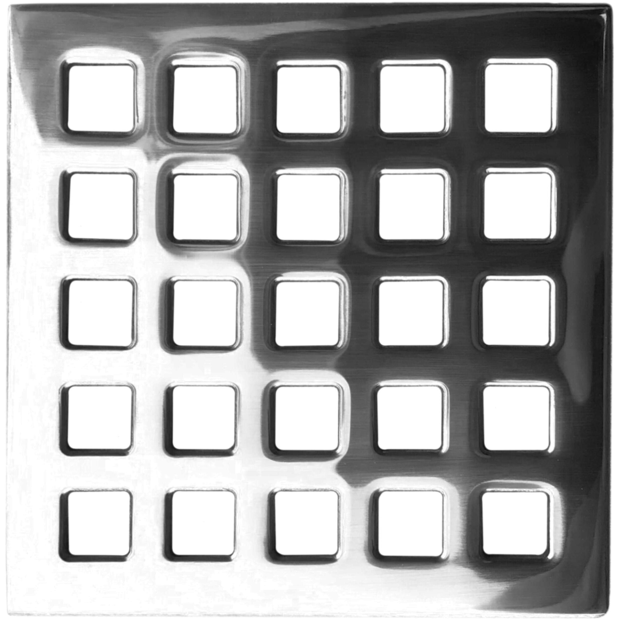 OASI 3.75 Inch Premium Stainless Steel Grate for 4 Inch Drain - Classic - Polished Chrome Designer Custom Grates Metal Drain Cover Plate