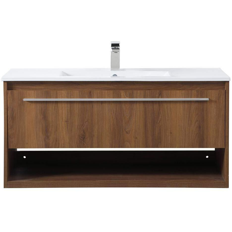 Elegant Decor 40 inch Single Bathroom Floating Vanity in Walnut Brown