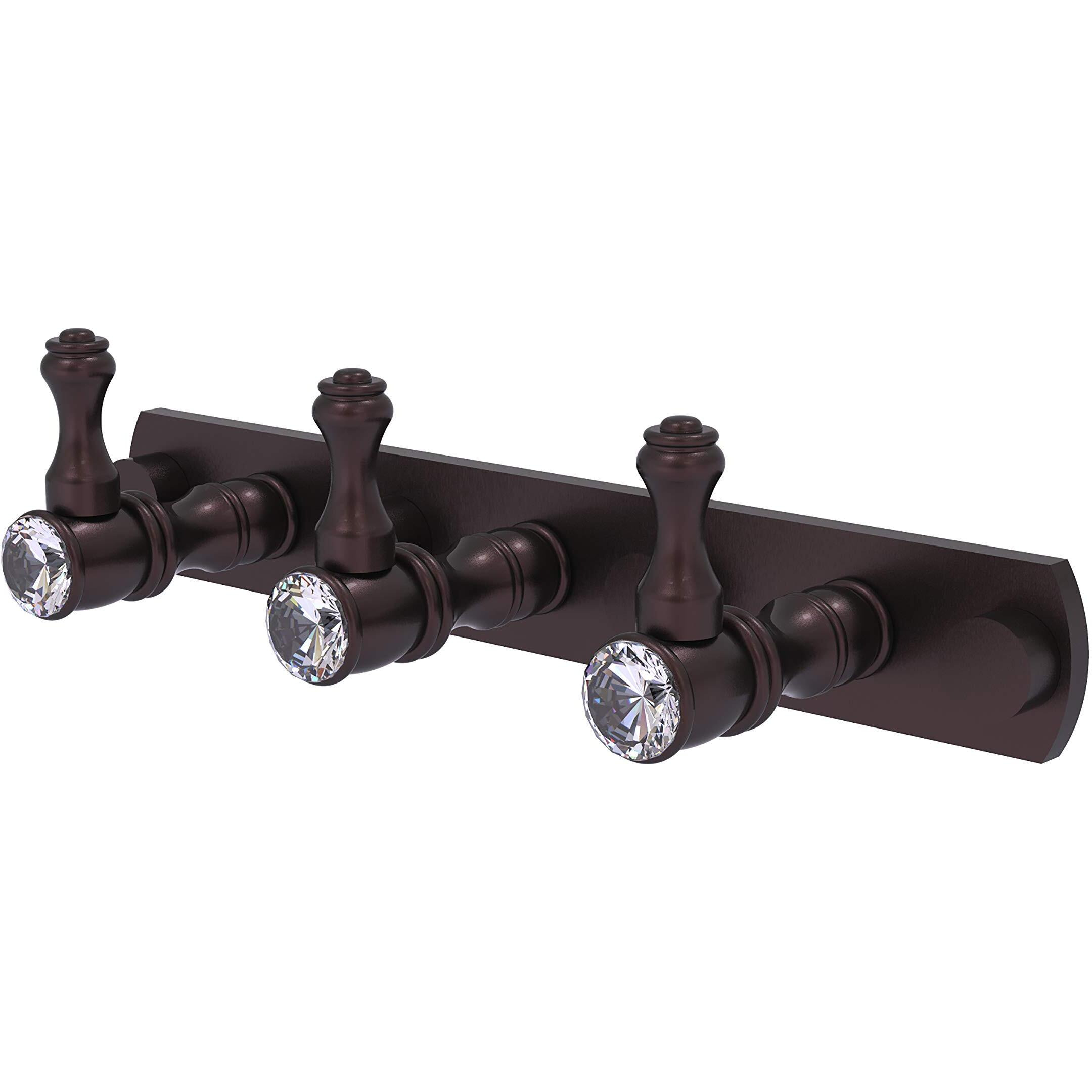 Allied Brass CC-20-3 Carolina Crystal Collection 3 Position Tie and Belt Rack Decorative Hook, Antique Bronze