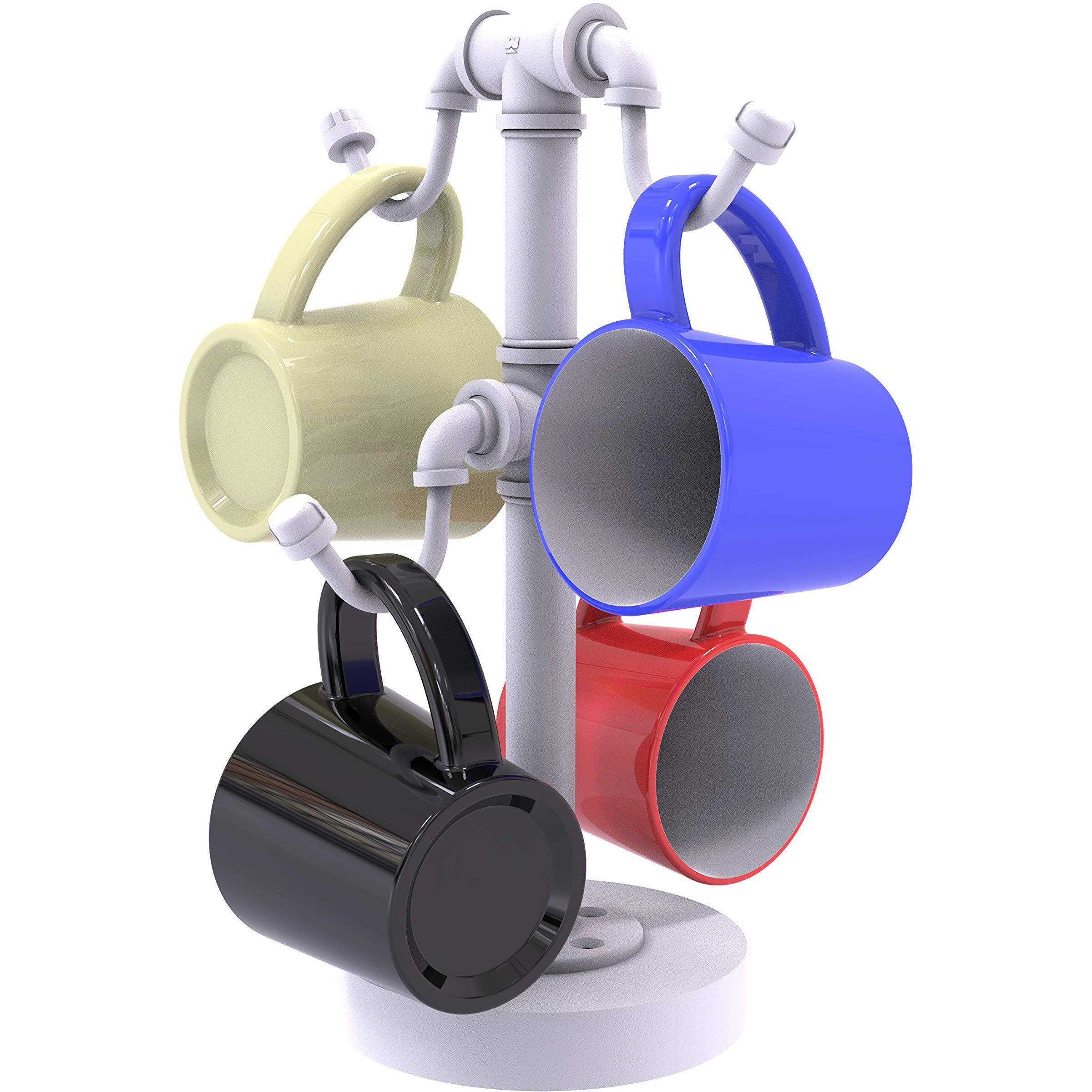 Allied Brass Pipeline Collection Countertop 4 Coffee Mug Holder, Matte White