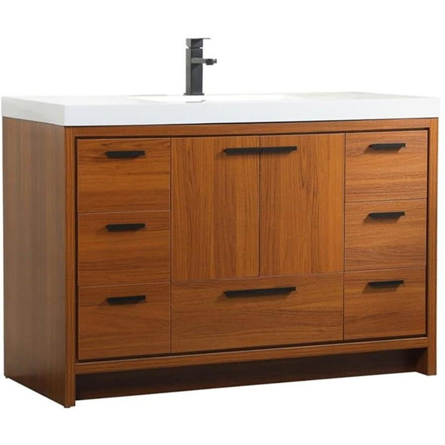 Elegant Decor Wyatt 48" Aluminum Alloy and MDF Single Bathroom Vanity in Teak