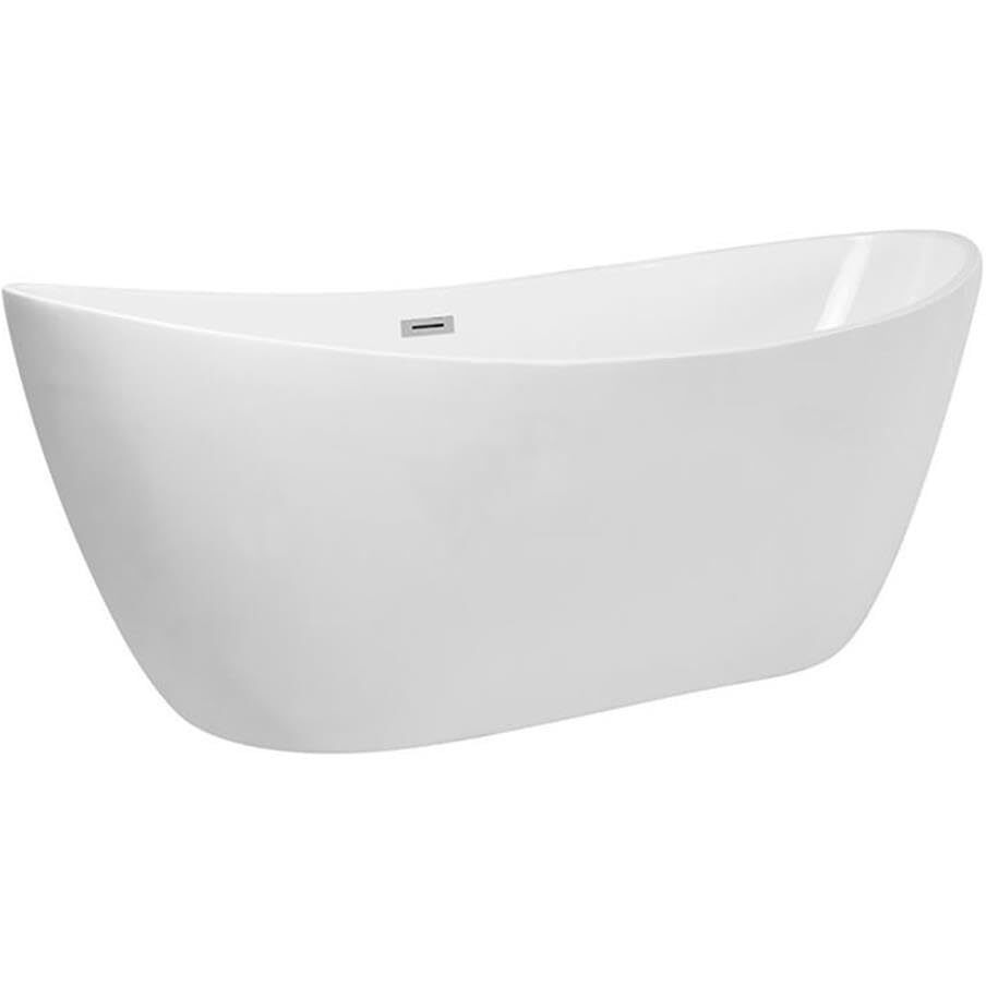 Elegant Decor Indoor Modern 72 inch soaking double slipper bathtub in glossy white