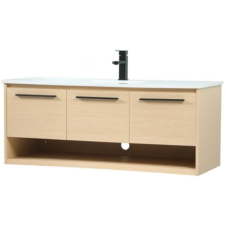 Elegant Decor Roman 48" Aluminum Alloy MDF Single Bathroom Vanity in Maple