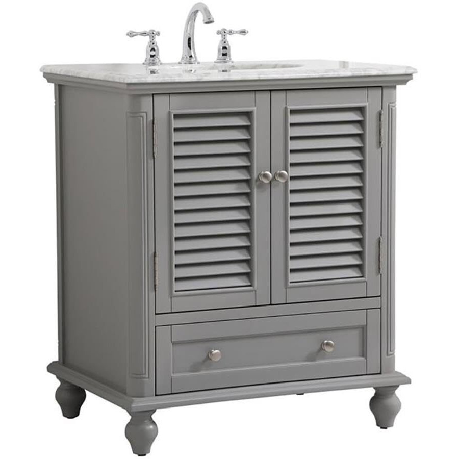 Elegant Decor Rhodes 30" Coastal Solid Wood Single Bathroom Vanity in Gray