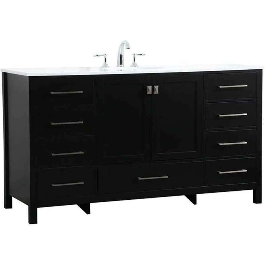 Elegant Decor Irene 60" Zinc Alloy MDF Single Bathroom Vanity in Black