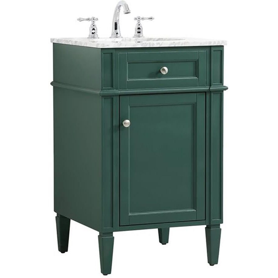 Elegant Decor Park Avenue 21" Metal MDF Marble Single Bathroom Vanity in Green