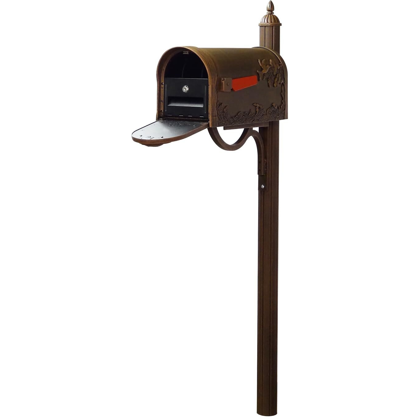 Special Lite Products Durable Hummingbird Curbside Mailbox with Locking Insert and Richland Mailbox Post, Copper