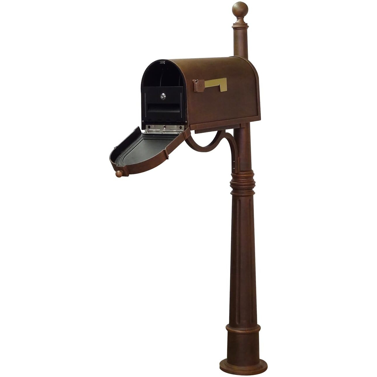 Special Lite Products Heavy Duty Rust Proof Berkshire Curbside Mailbox with Locking Insert and Ashland Mailbox Post, Copper