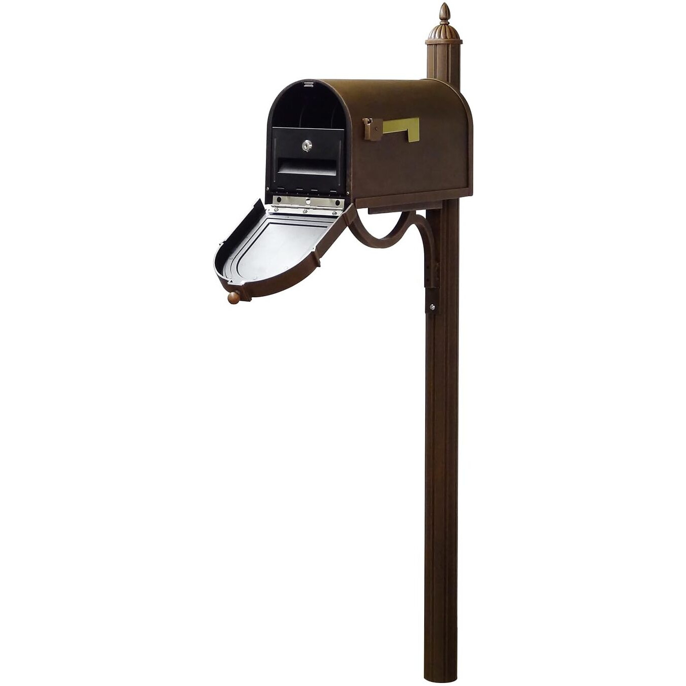 Special Lite Products Heavy Duty Cast Aluminum Berkshire Curbside Mailbox with Locking Insert and Richland Mailbox Post, Copper