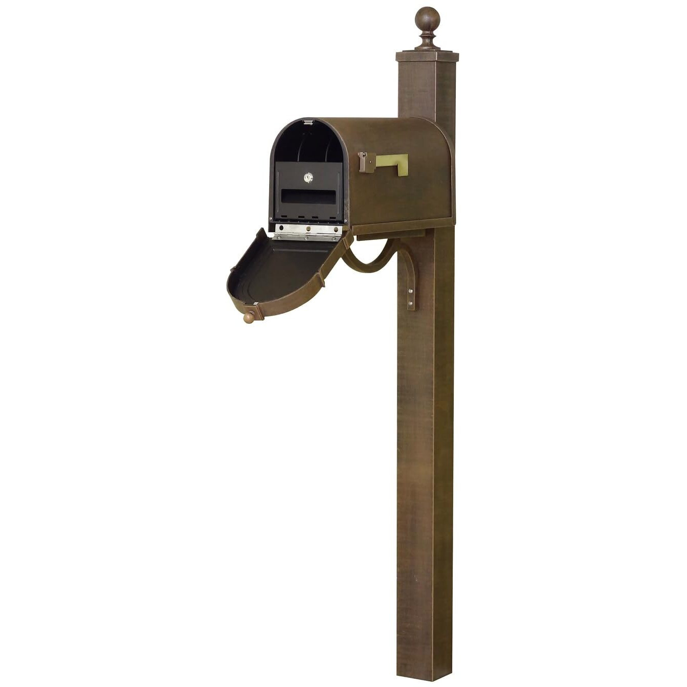 Special Lite Products Heavy Duty Cast Aluminum Berkshire Curbside Mailbox with Locking Insert and Springfield Mailbox Post, Copper