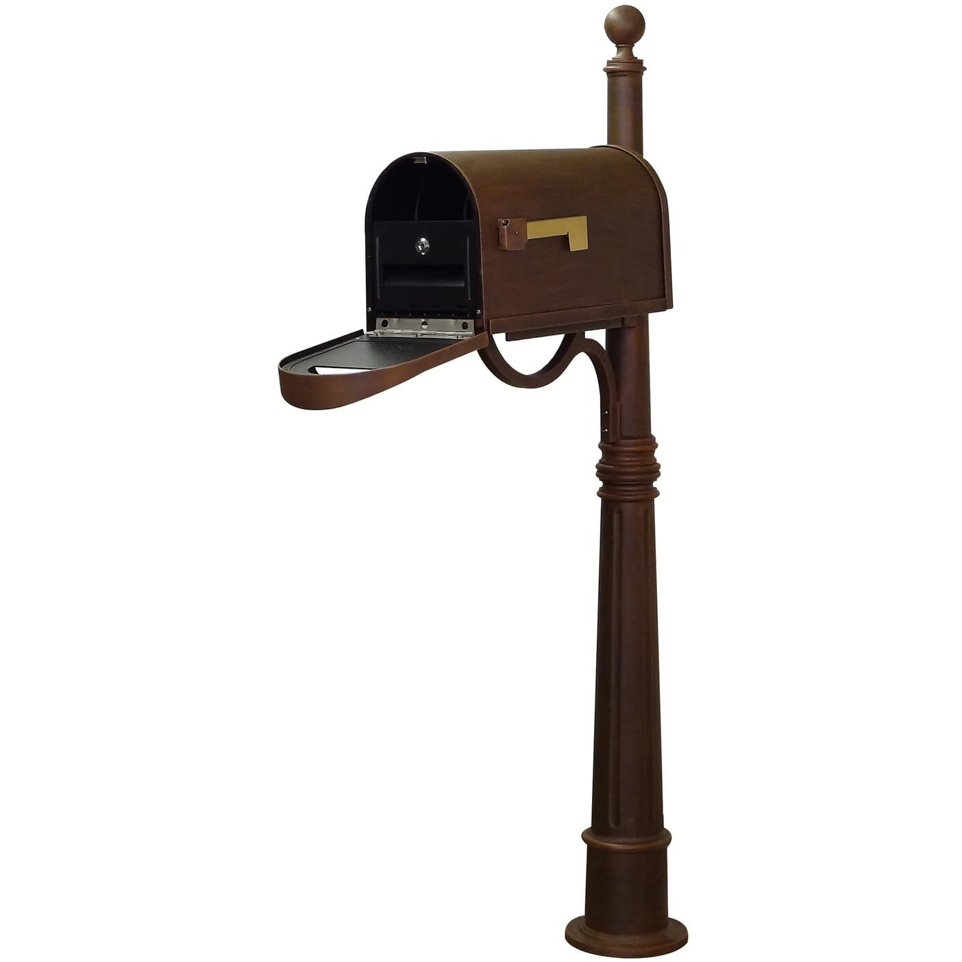 Special Lite Products Classic Rust Proof Curbside Mailbox with Locking Insert and Ashland Mailbox Post, Copper