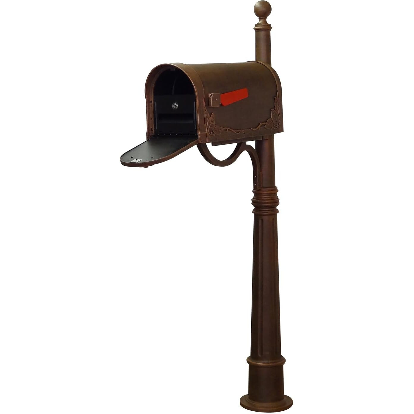 Special Lite Products Heavy Duty Rust-Free Floral Curbside Mailbox with Locking Insert and Ashland Mailbox Post