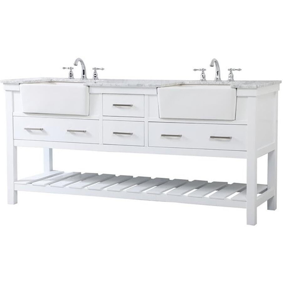 Elegant Decor Clement 72" Aluminum MDF Double Bathroom Vanity in White