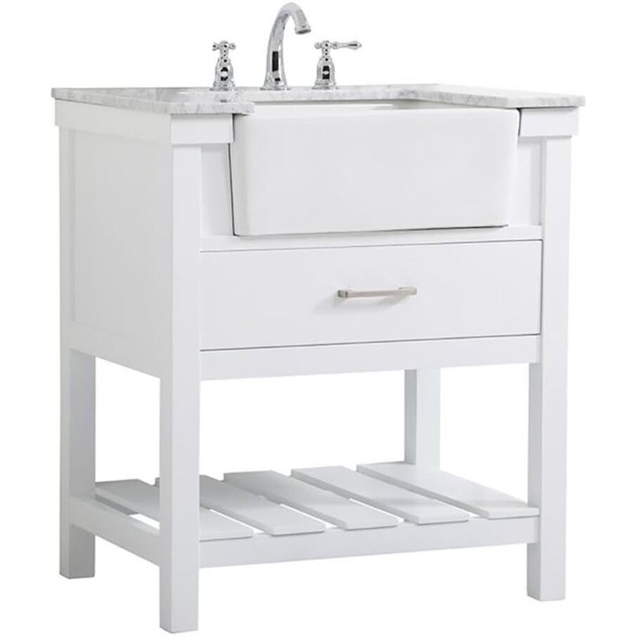 Elegant Decor Clement 30" Aluminum MDF Single Bathroom Vanity in White