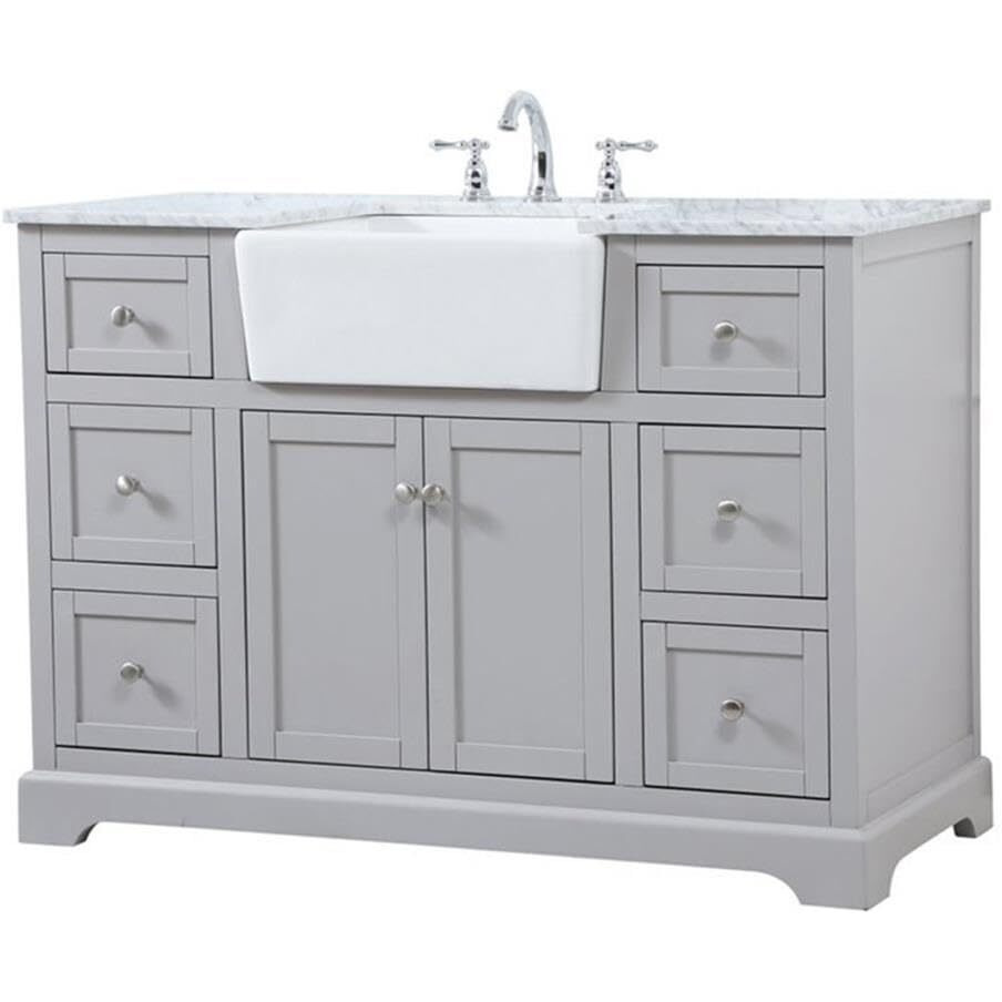 Elegant Decor Franklin 48" Aluminum and MDF Single Bathroom Vanity in Gray