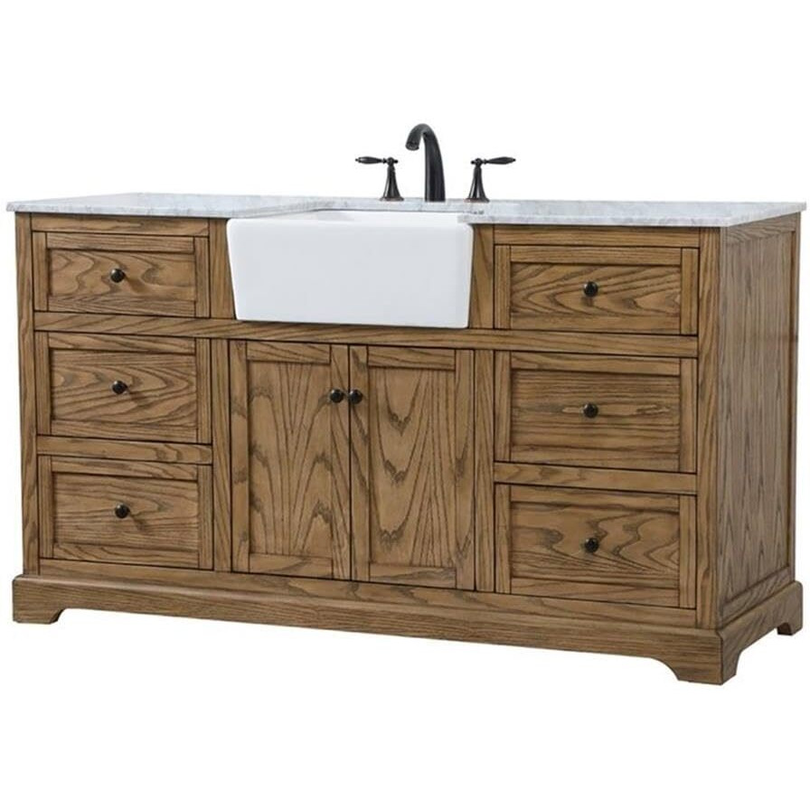 Elegant Decor Franklin 60" Aluminum MDF Single Bathroom Vanity in Driftwood