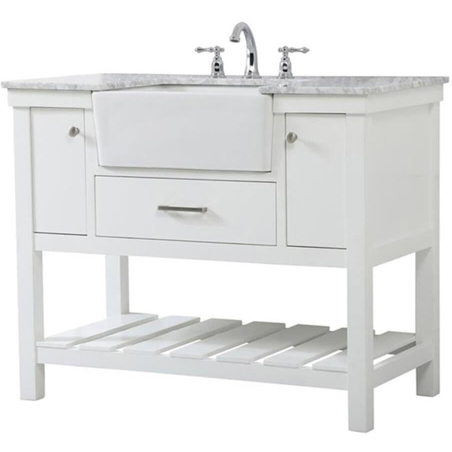 Elegant Decor Clement 42" Aluminum MDF Single Bathroom Vanity in White