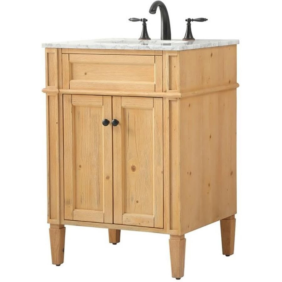 Elegant Decor Park Avenue 24" Aluminum MDF Single Bathroom Vanity - Natural Wood