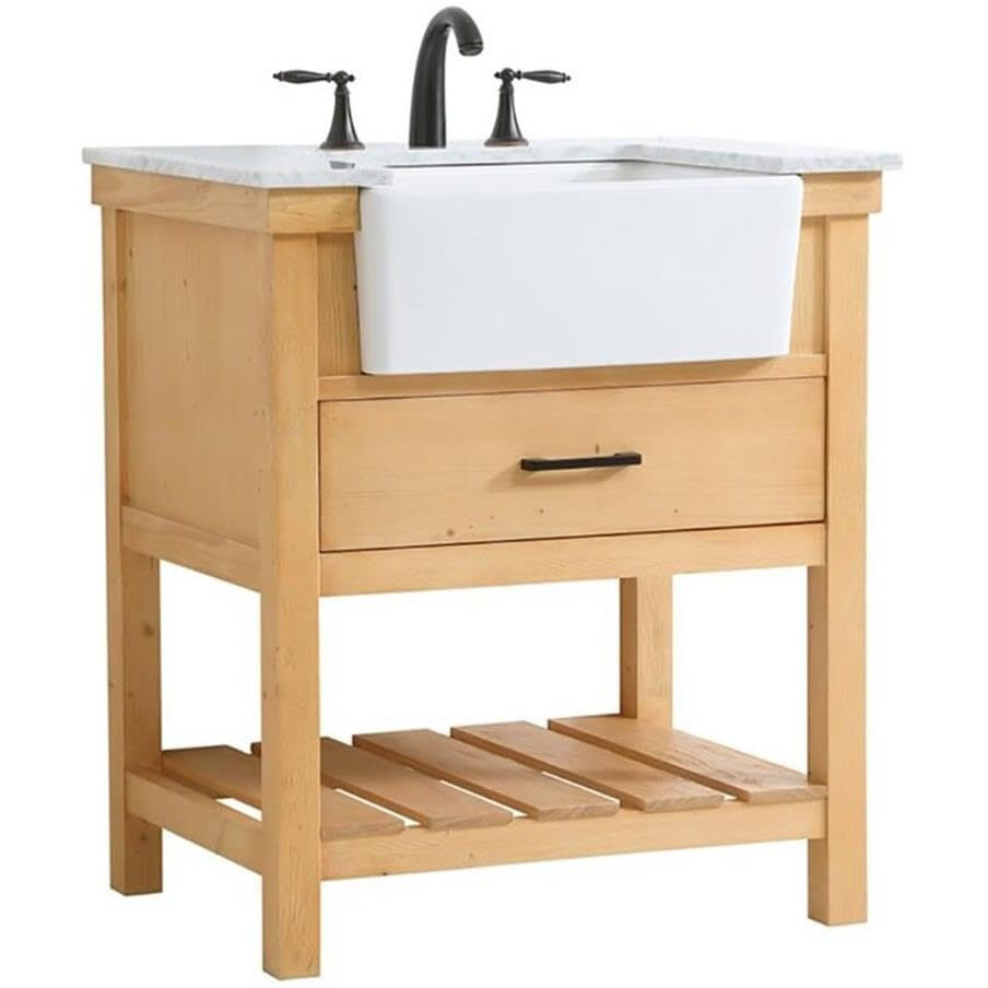 Elegant Decor Clement 30" Aluminum MDF Single Bathroom Vanity in Natural Wood