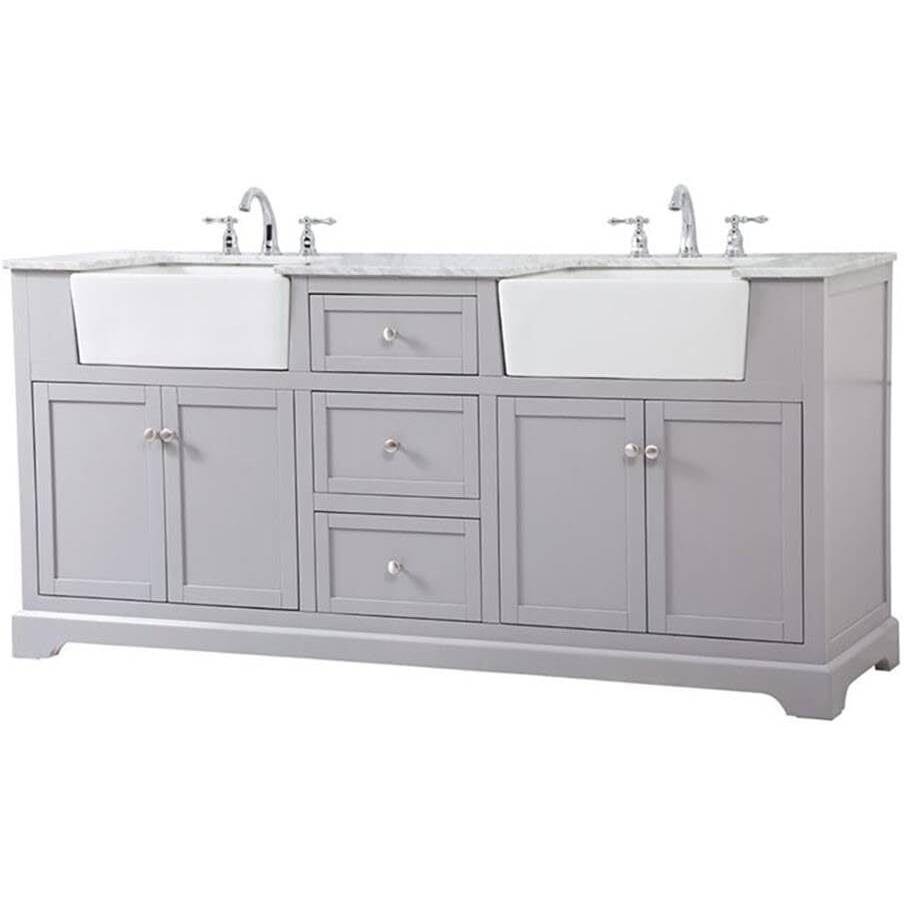 Elegant Decor Franklin 72" Aluminum MDF Double Bathroom Vanity in Gray