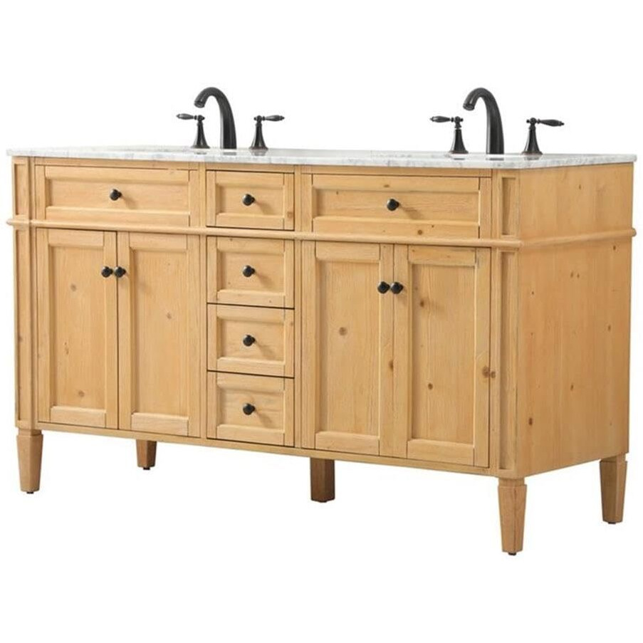 Elegant Decor Park Avenue 60" Aluminum MDF Double Bathroom Vanity - Natural Wood