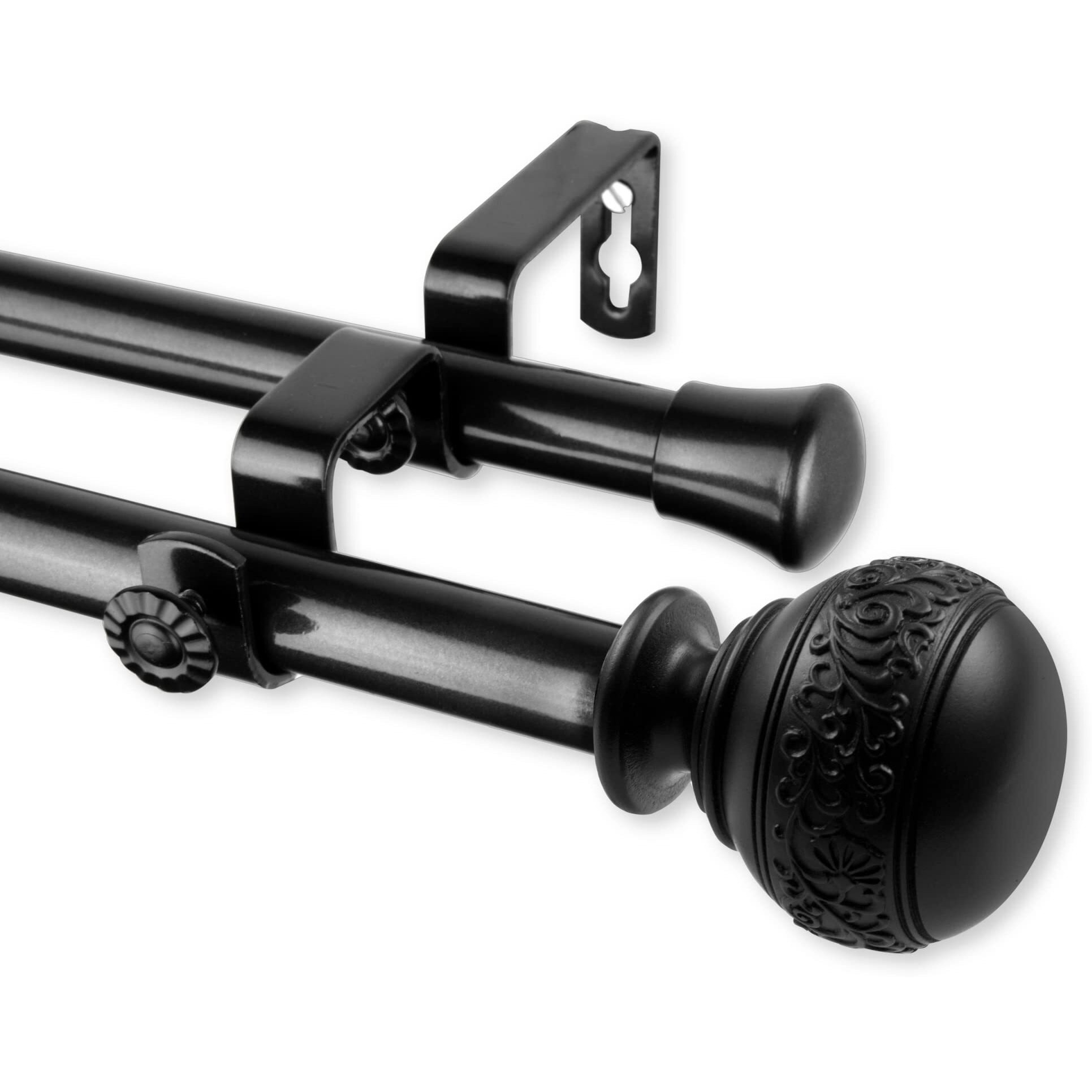 Rod Astamoda Caliendra Double Curtain 3/4 inch Dia. 48-84" - Black