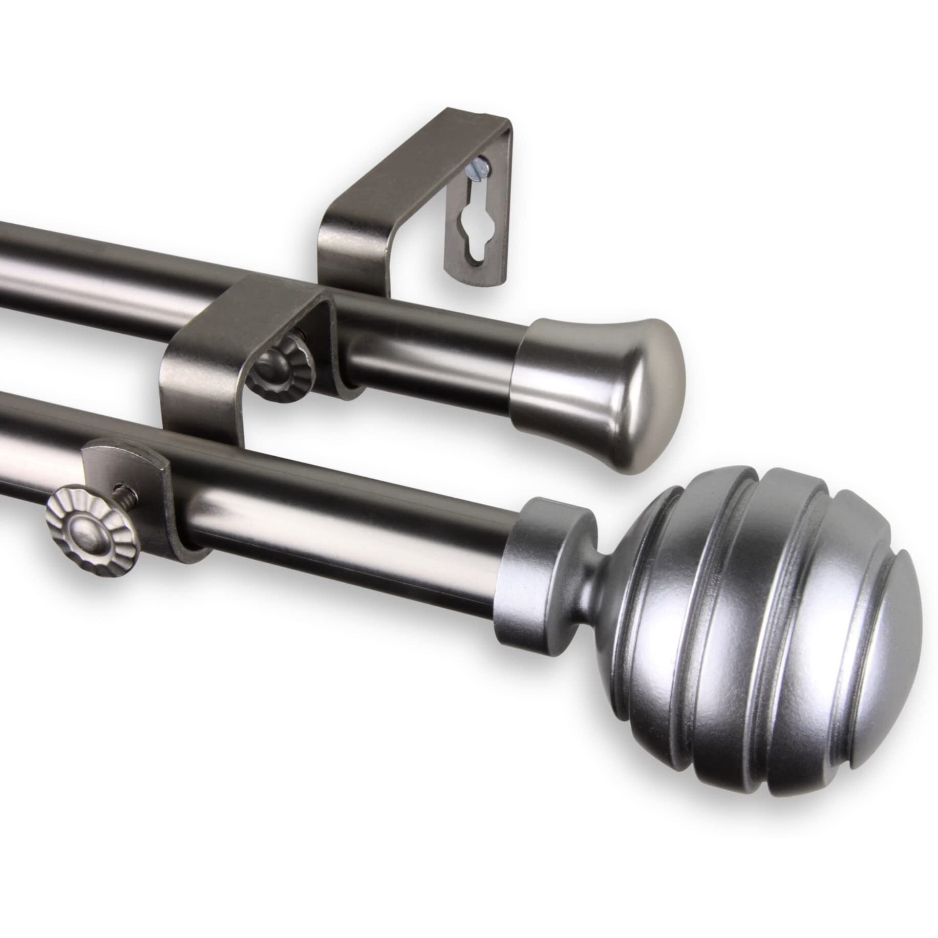 Rod Astamoda Olga Double Curtain 3/4 inch Dia. 66-120" - Satin Nickel
