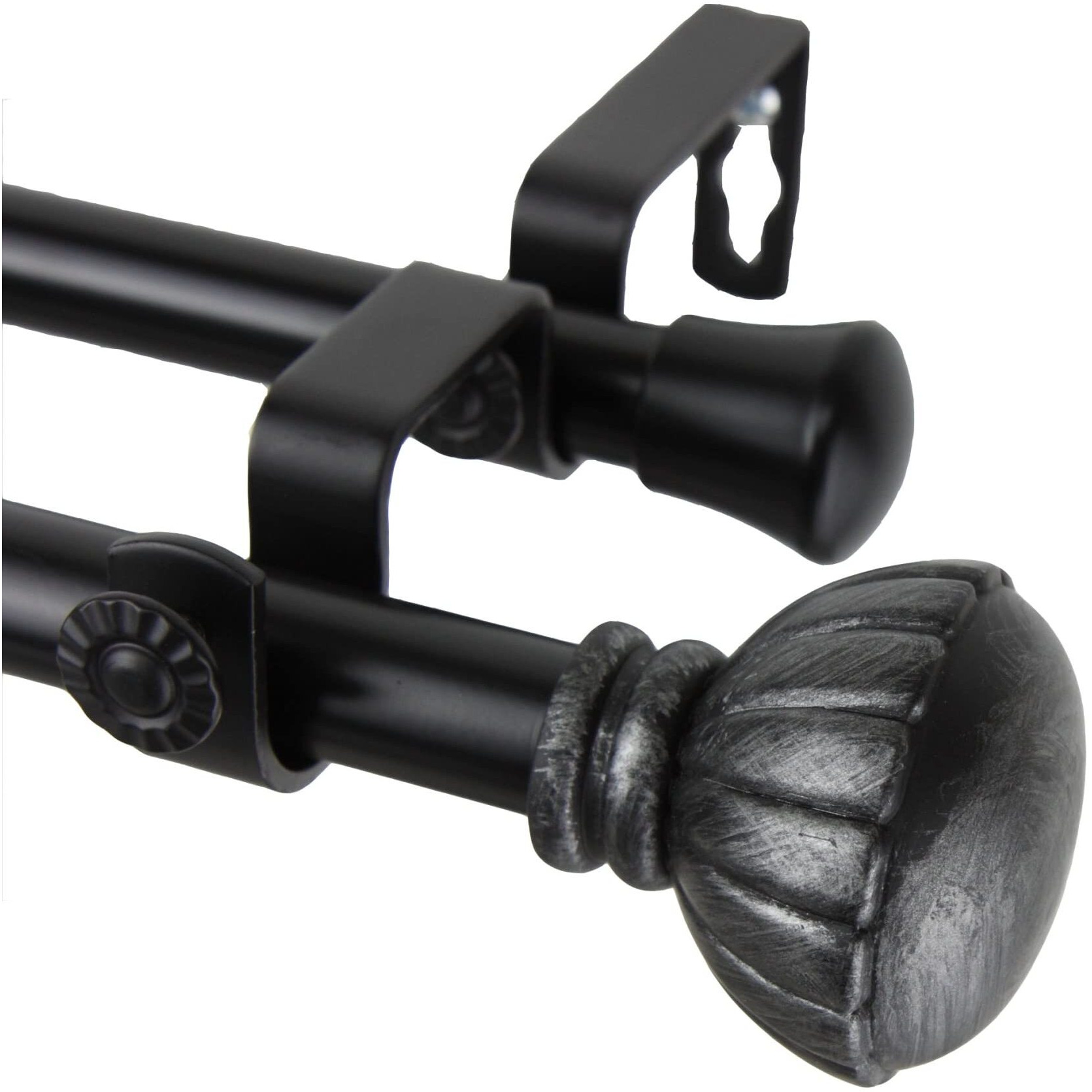 Rod Astamoda Yulania Double Curtain 3/4 inch Dia. 120-170" - Black