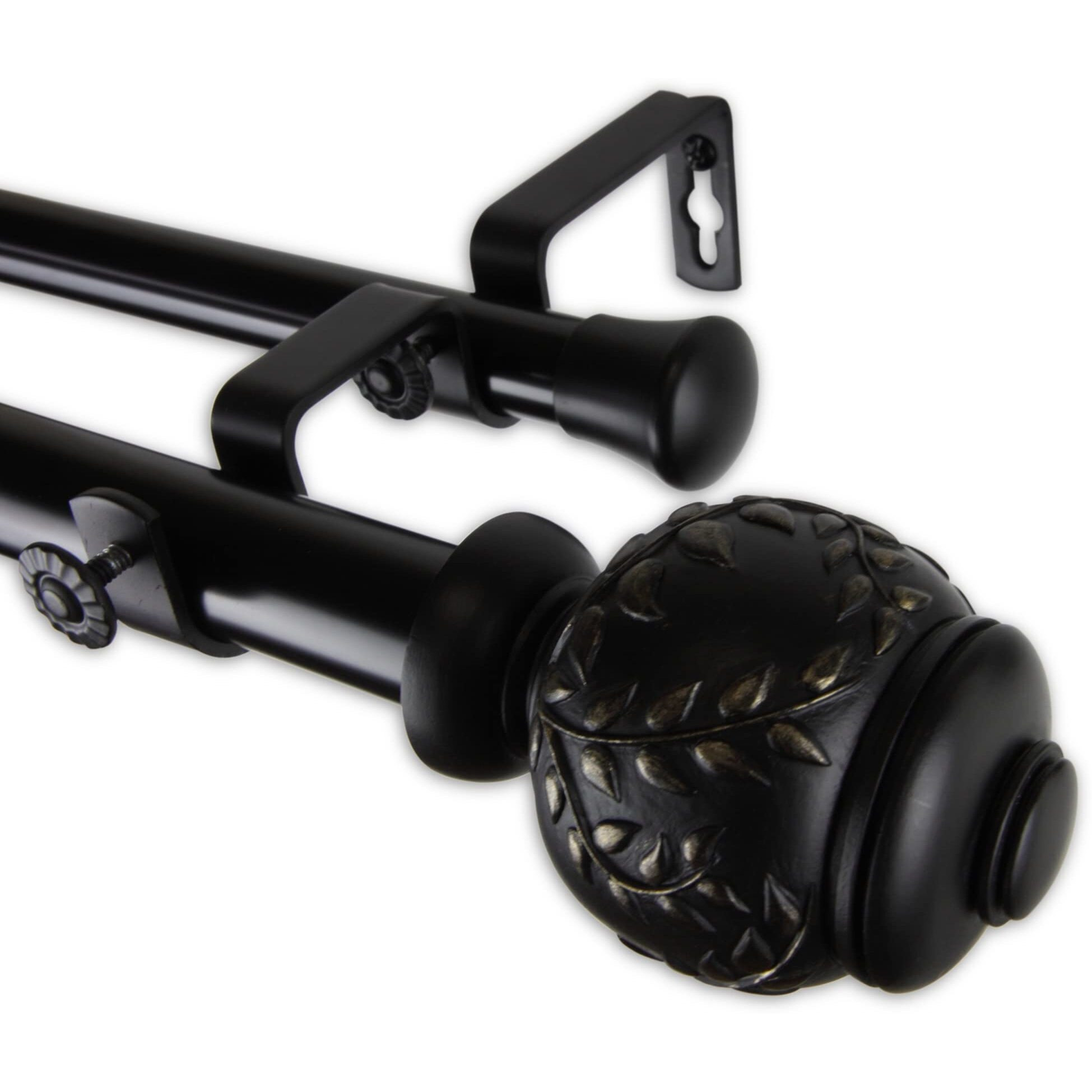 Rod Astamoda Mathilda Double Curtain 1" OD 48-84 inch - Black