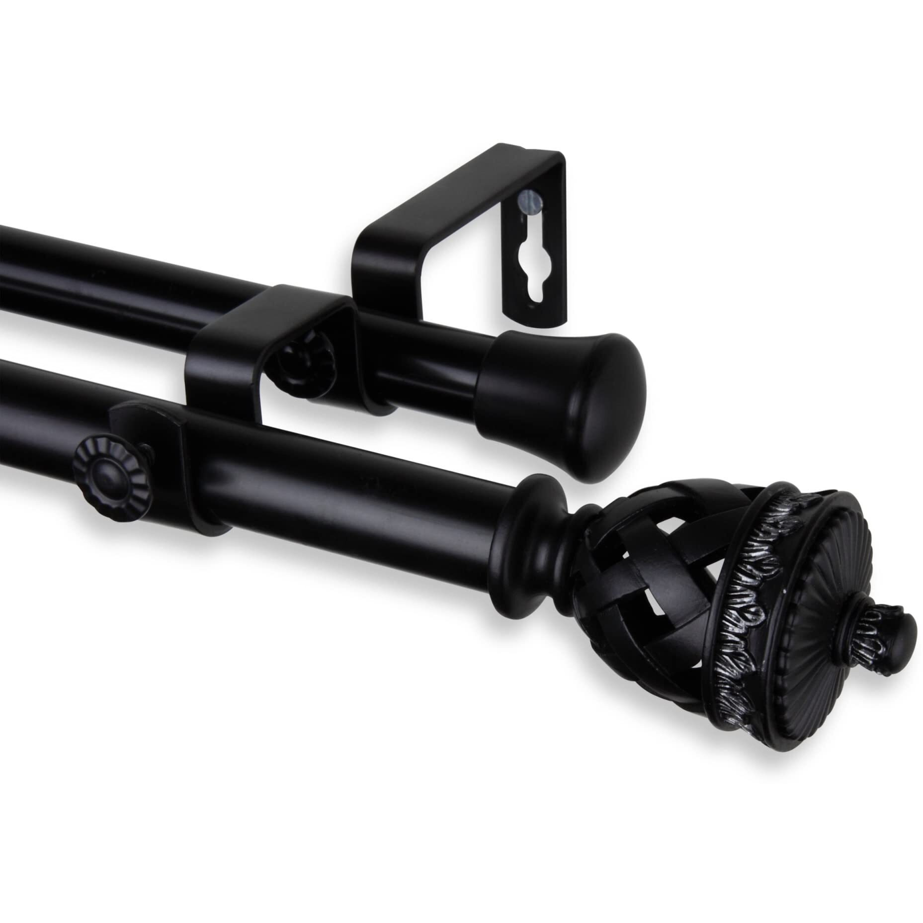 Rod Astamoda Araceli Double Curtain 3/4 inch Dia. 66-120" - Black