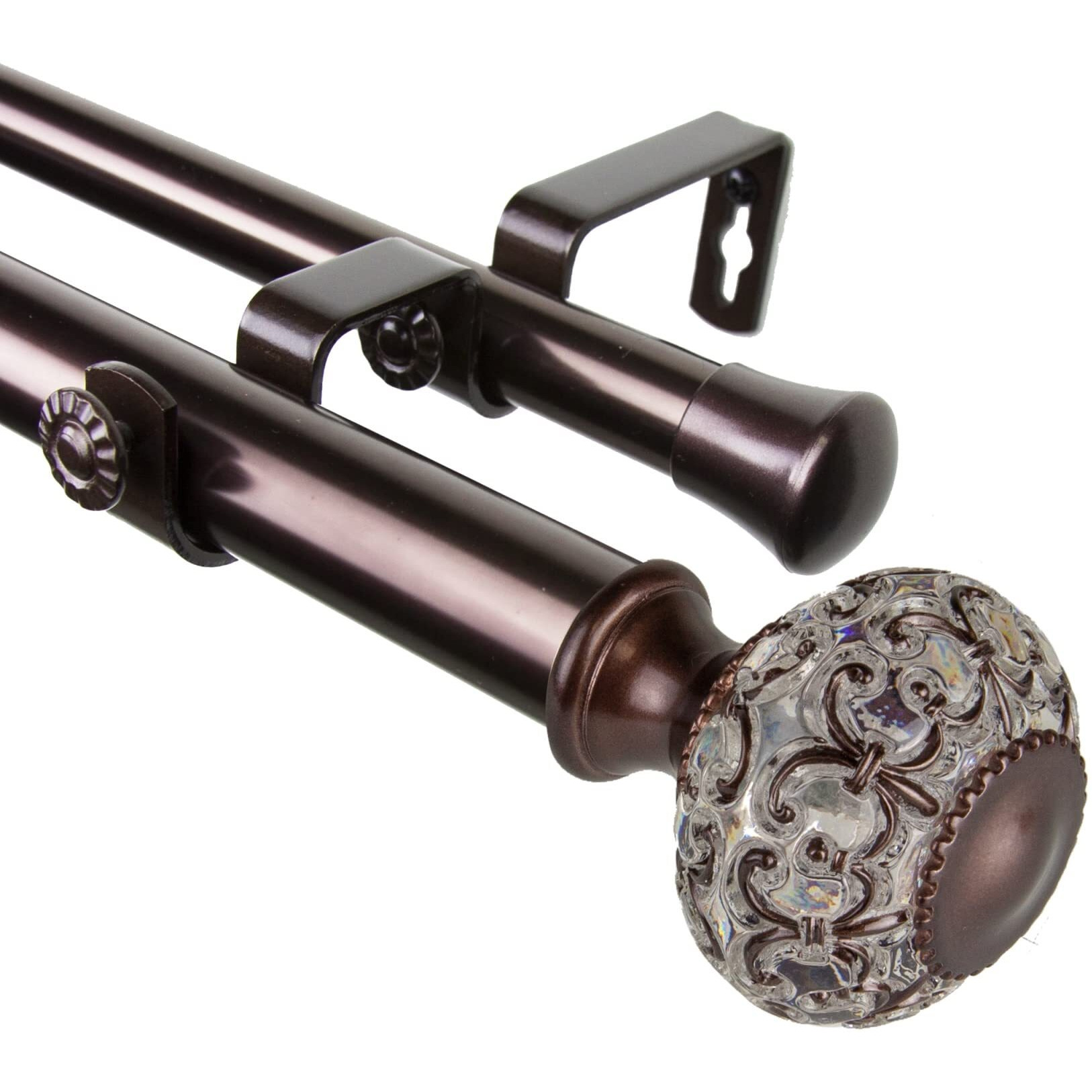 Rod Astamoda Elyse Double Curtain 1" OD 66-120 inch - Bronze