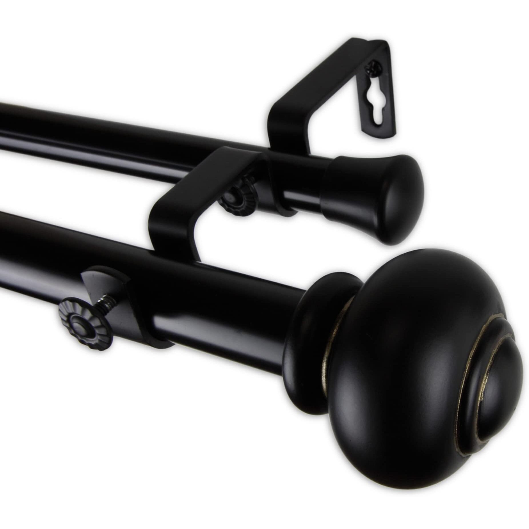 Rod Astamoda Constantino Double Curtain 1" OD 66-120 inch - Black