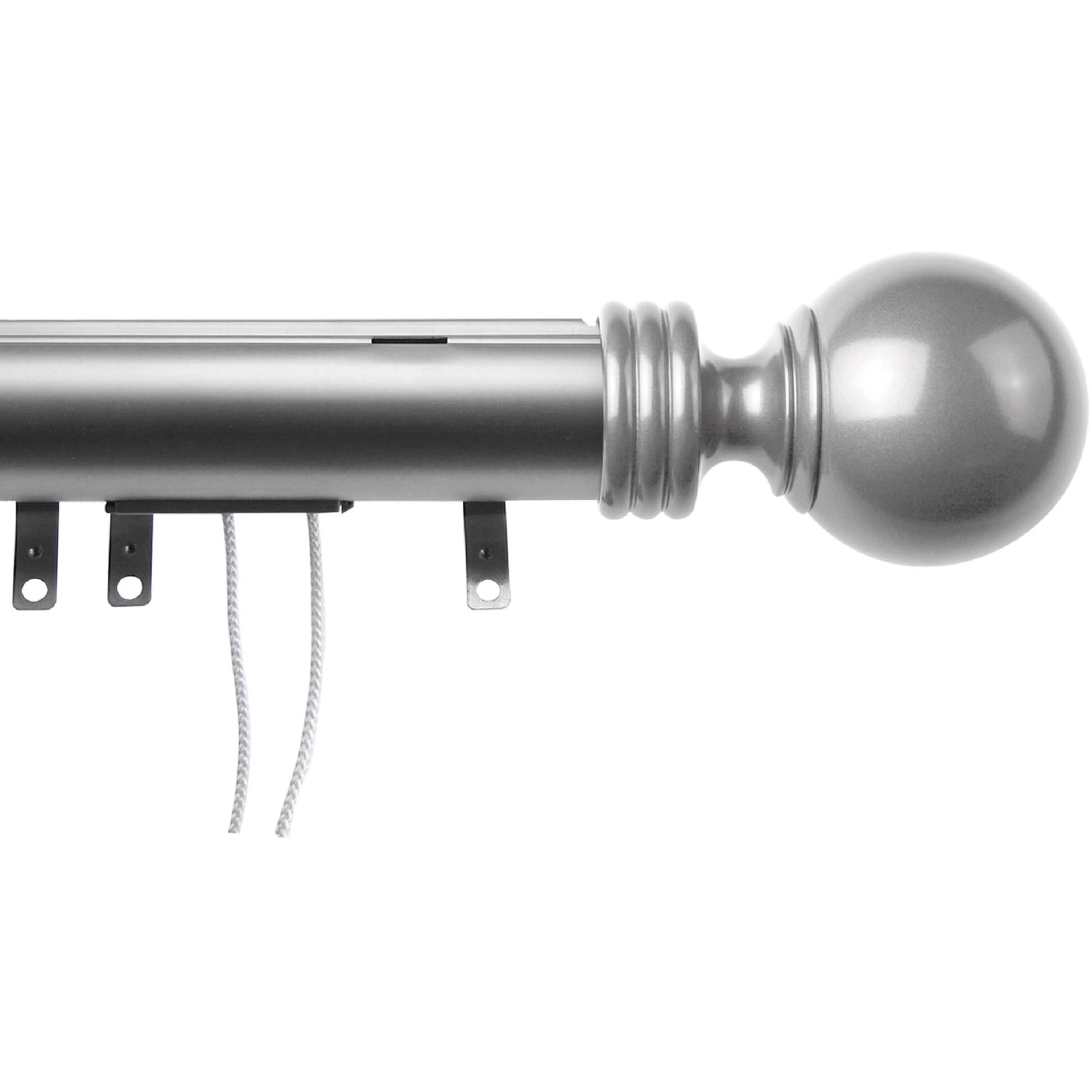 Rod Astamoda Archie Decorative Traverse w/Sliders 84"-156" - Satin Nickel