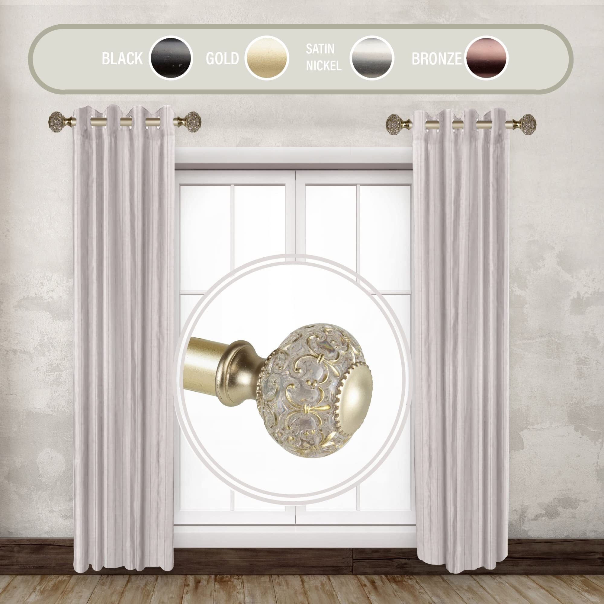 Rod Astamoda Elyse 1" Dia. Side Curtain 12-20 inch Long (Set of 2) - Gold