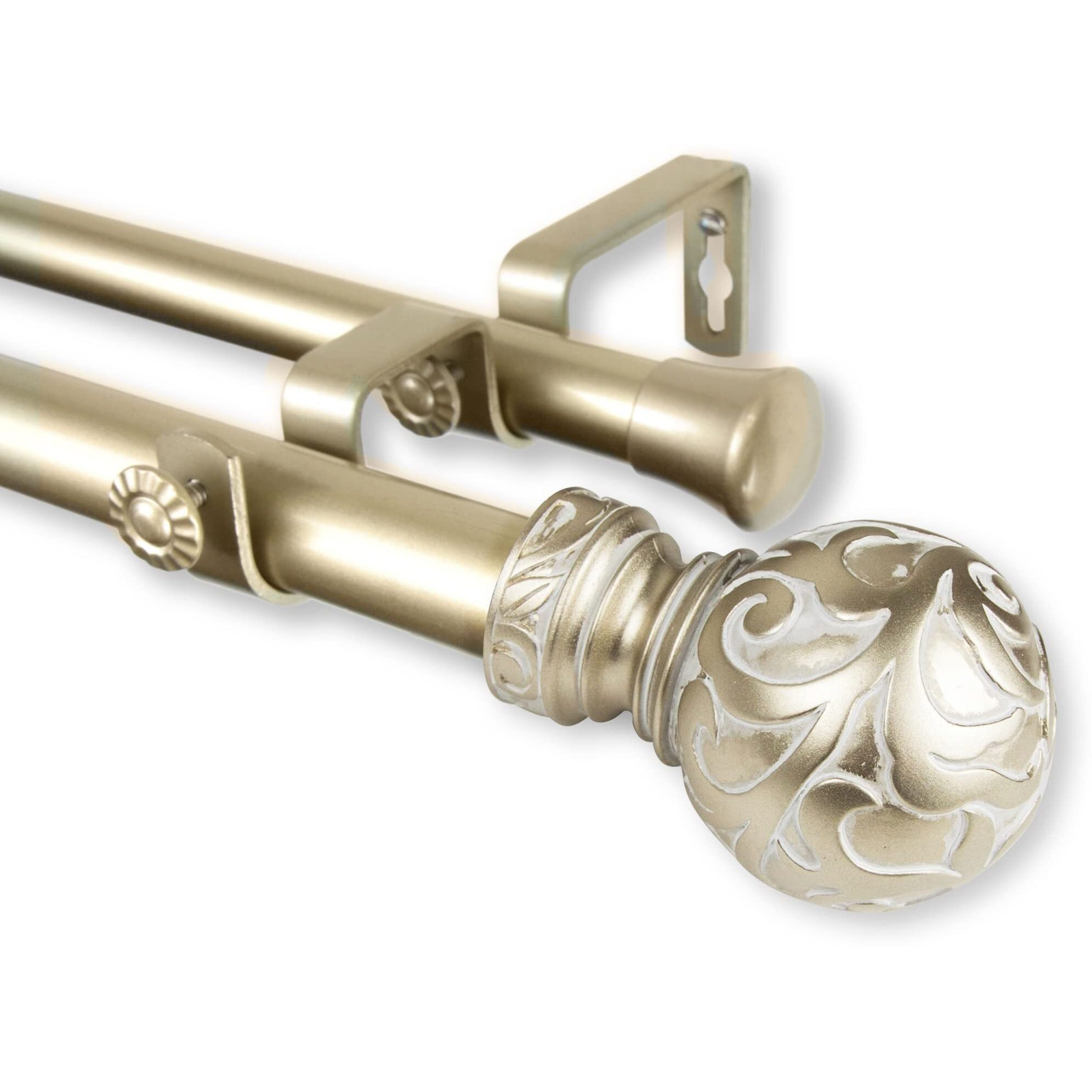 Rod Astamoda Terreca Double Curtain 1" OD 120-170 inch - Light Gold