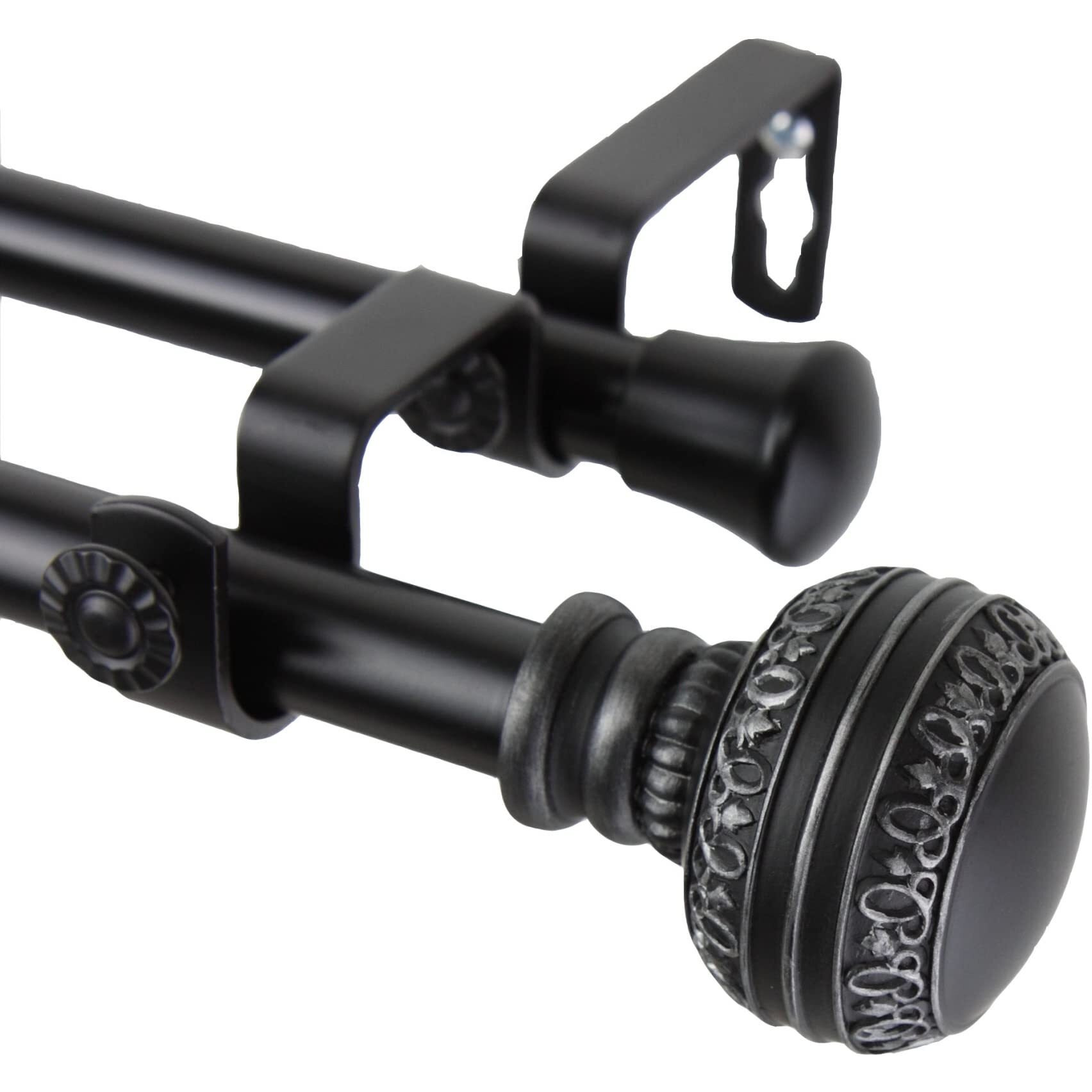 Rod Astamoda Dolly Double Curtain 3/4 inch Dia. 120-170" - Black