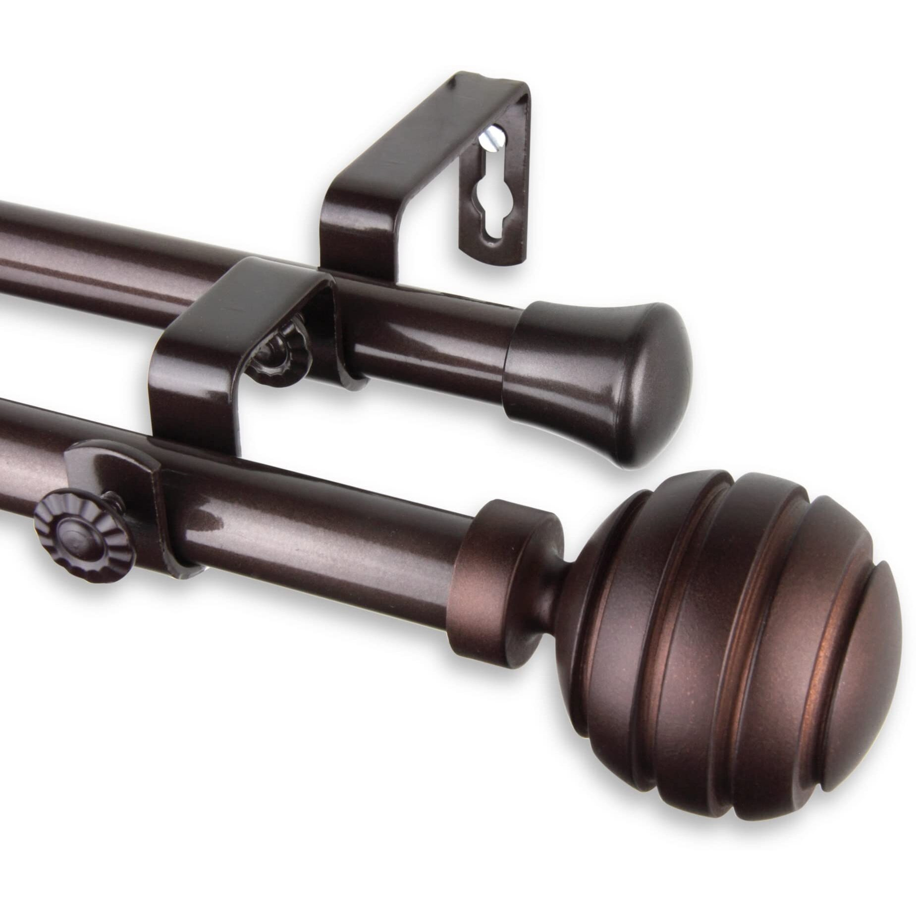 Rod Astamoda Olga Double Curtain 3/4 inch Dia. 120-170" - Cocoa