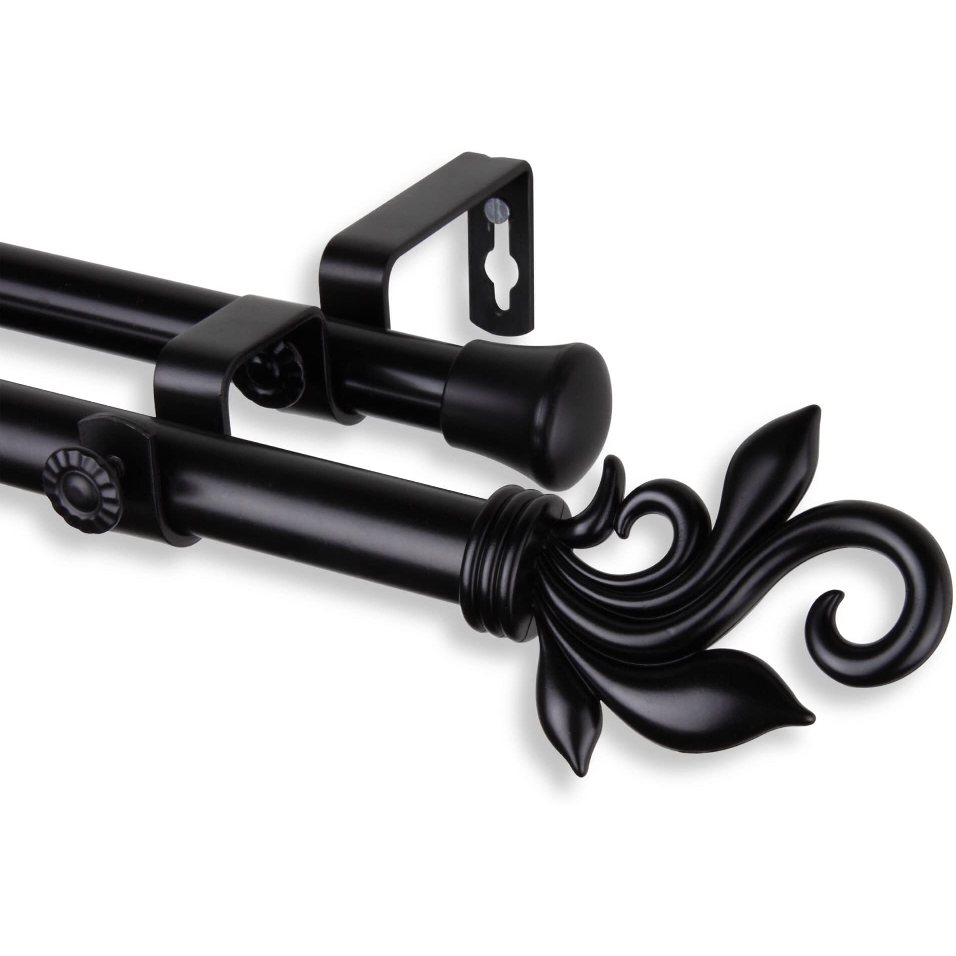 Rod Astamoda Micah Double Curtain 3/4 inch Dia. 28-48" - Black
