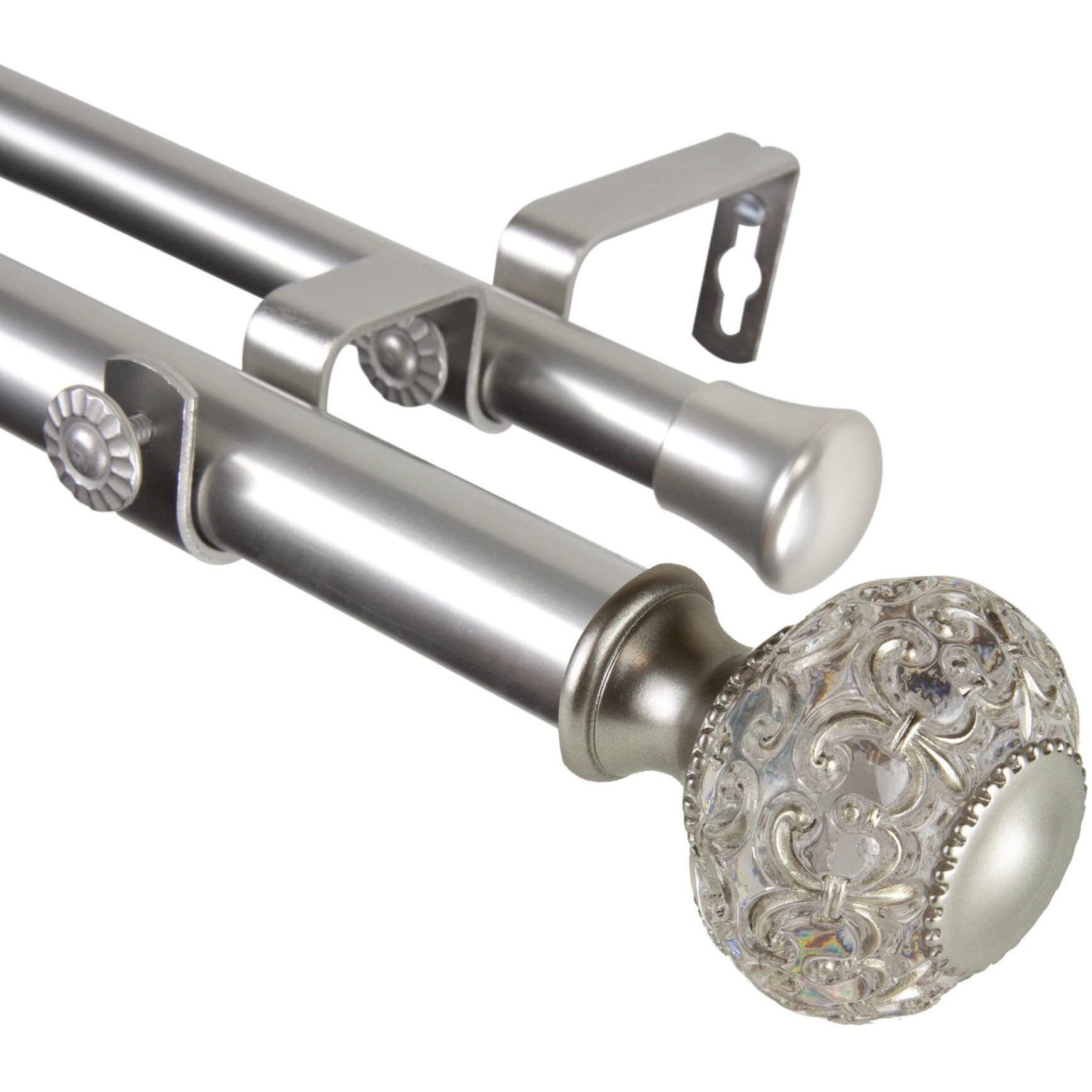 Rod Astamoda Elyse Double Curtain 1" OD 120-170 inch - Satin Nickel