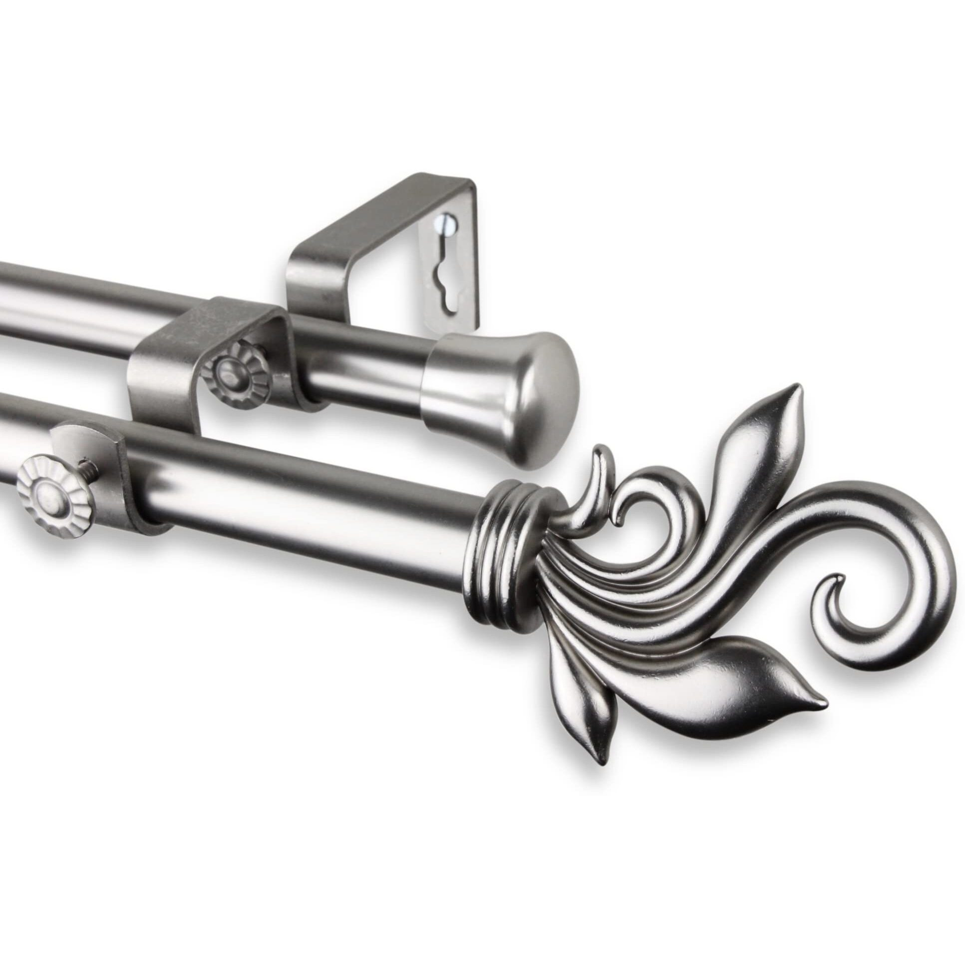 Rod Astamoda Micah Double Curtain 3/4 inch Dia. 48-84" - Satin Nickel