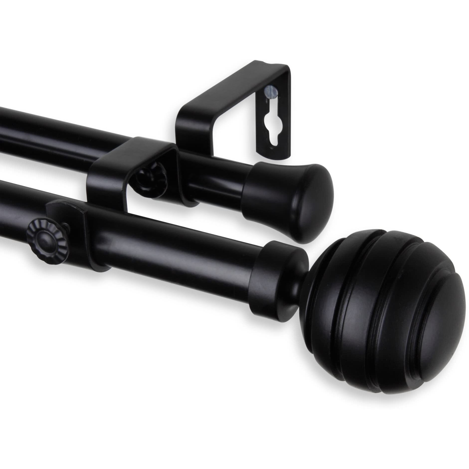Rod Astamoda Olga Double Curtain 3/4 inch Dia. 28-48" - Black