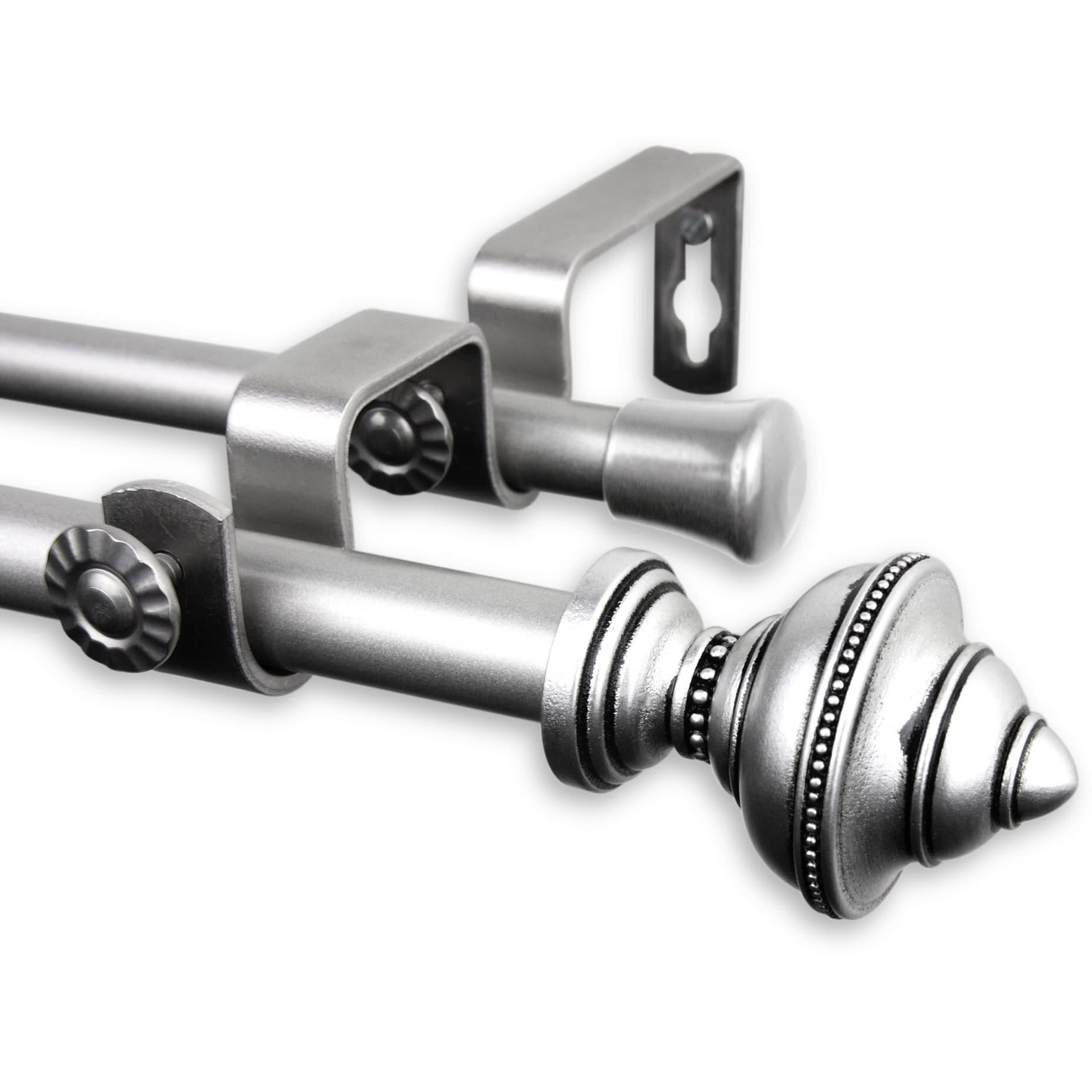 Rod Astamoda Augustus Double Curtain 5/8 inch Dia. 84-120 Inch - Satin Nickel
