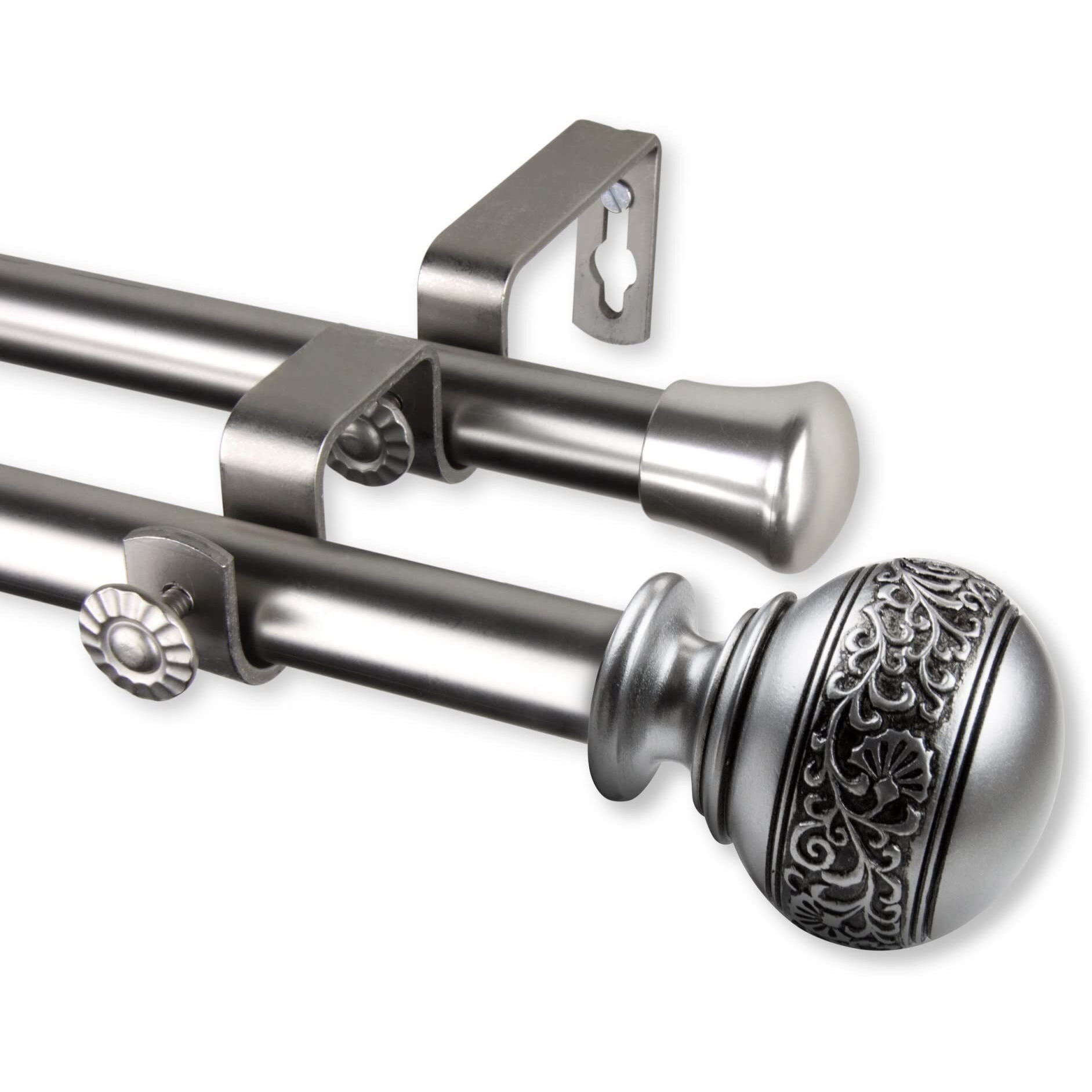 Rod Astamoda Caliendra Double Curtain 3/4 inch Dia. 120-170" - Satin Nickel