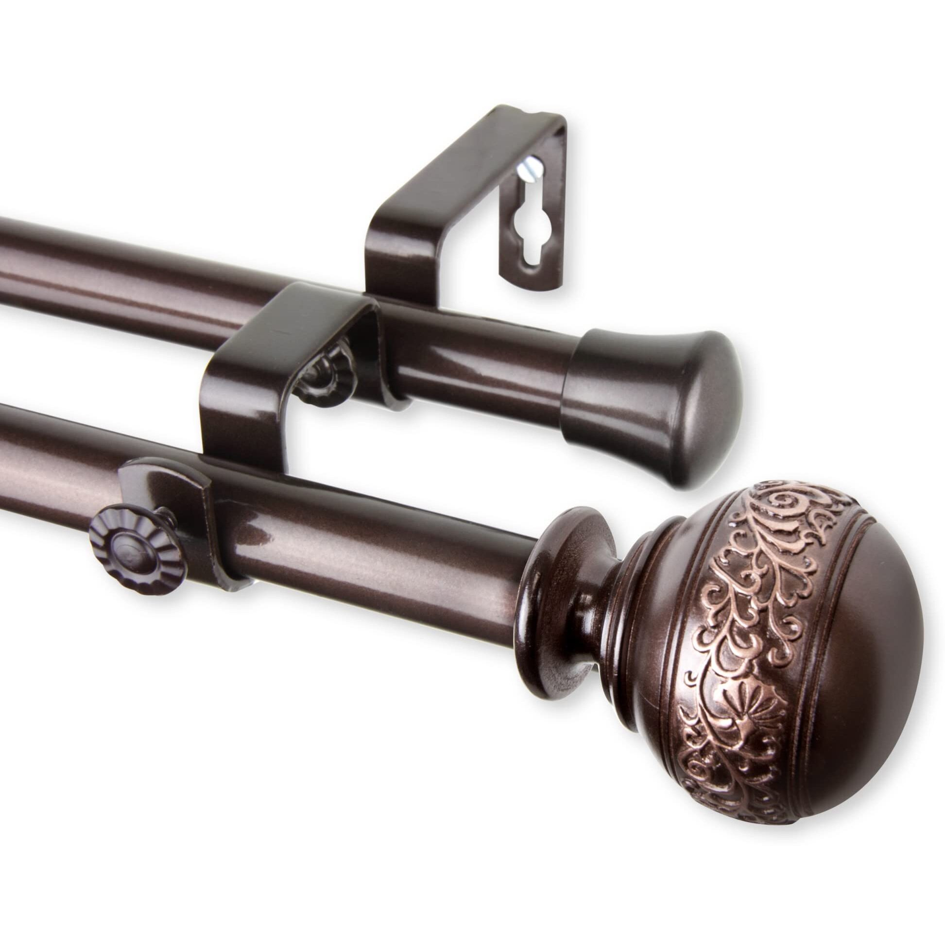 Rod Astamoda Caliendra Double Curtain 3/4 inch Dia. 120-170" - Cocoa