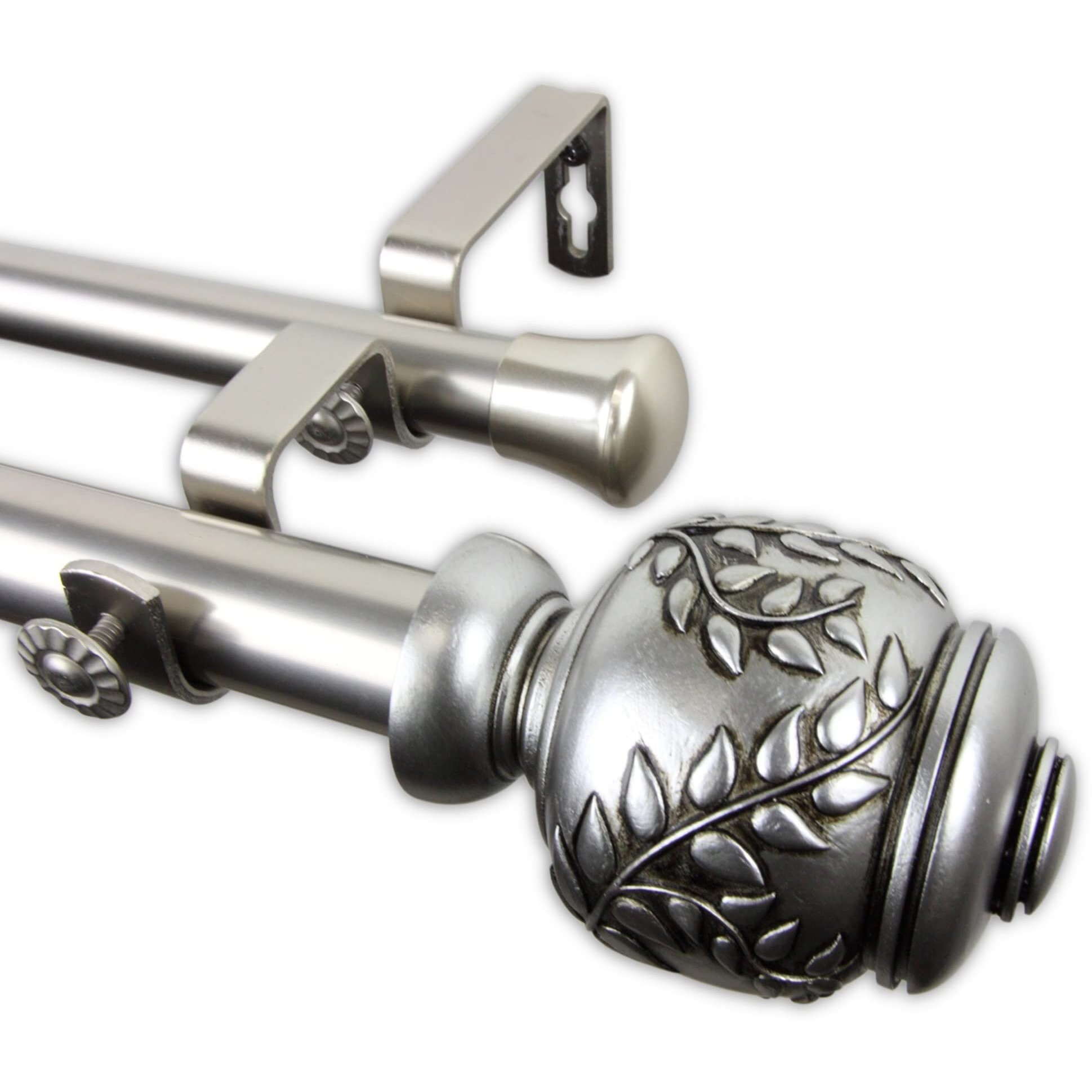 Rod Astamoda Mathilda Double Curtain 1" OD 120-170 inch - Satin Nickel