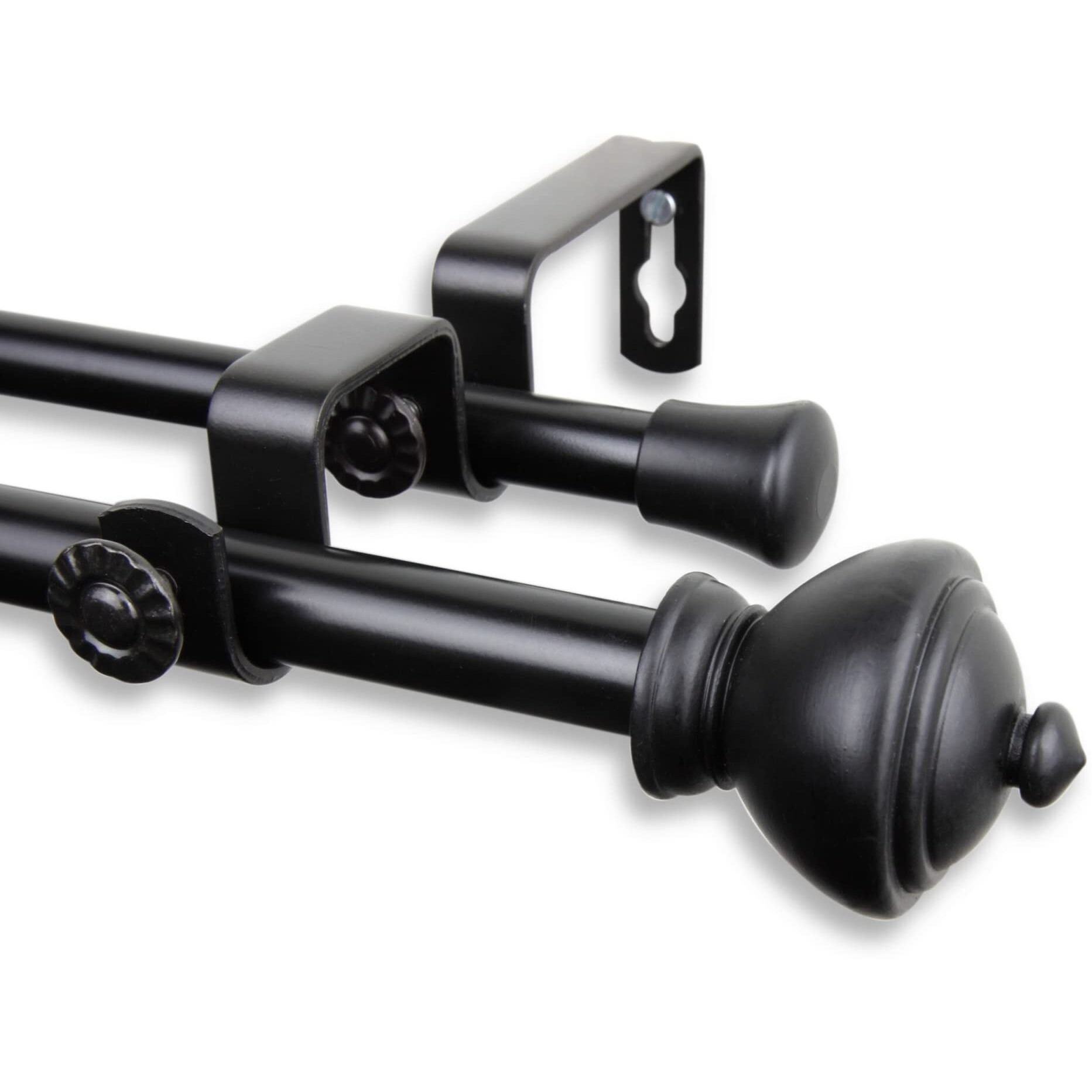 Rod Astamoda Giannie Double Curtain 5/8 inch Dia. 28-48 Inch - Black