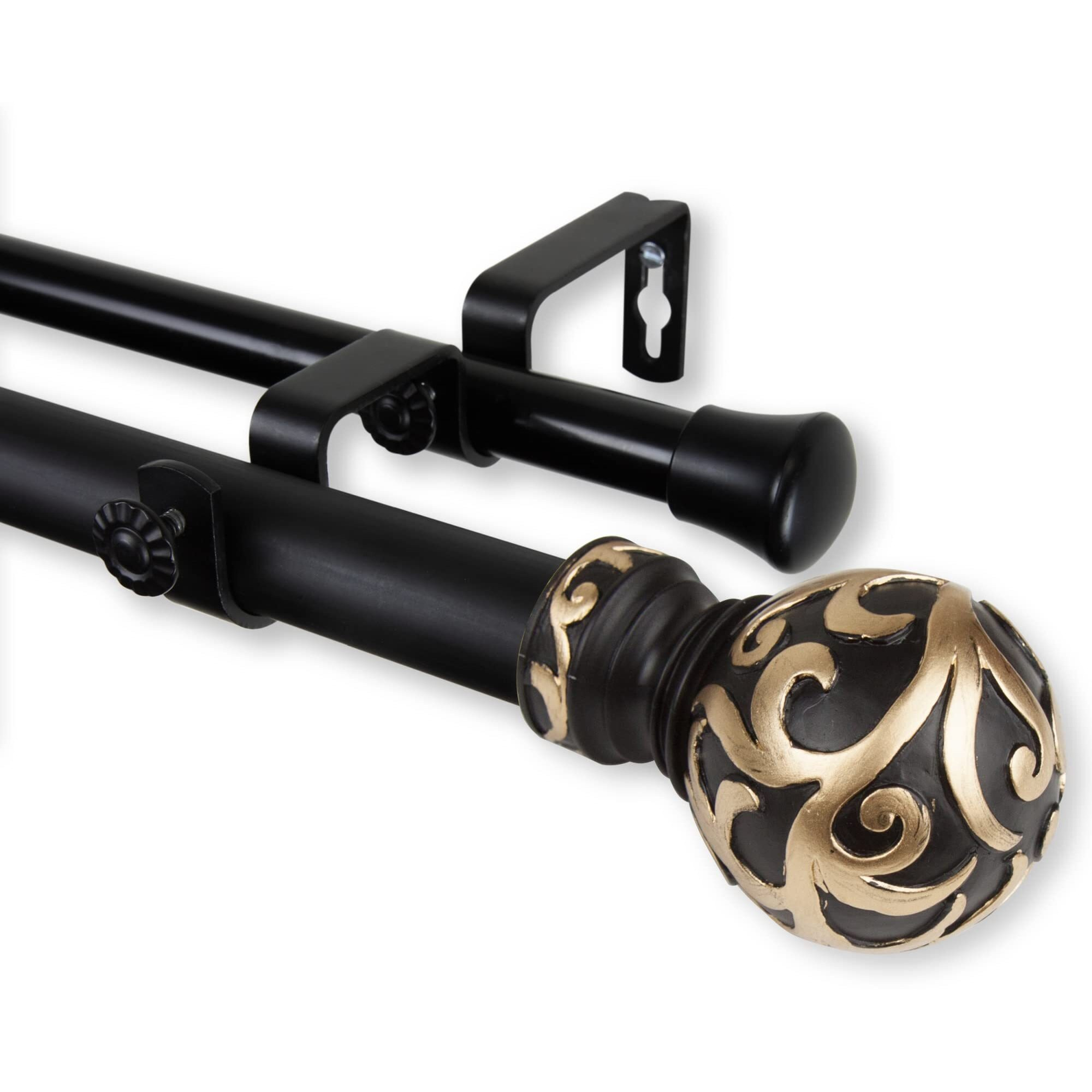 Rod Astamoda Terreca Double Curtain 1" OD 48-84 inch - Black