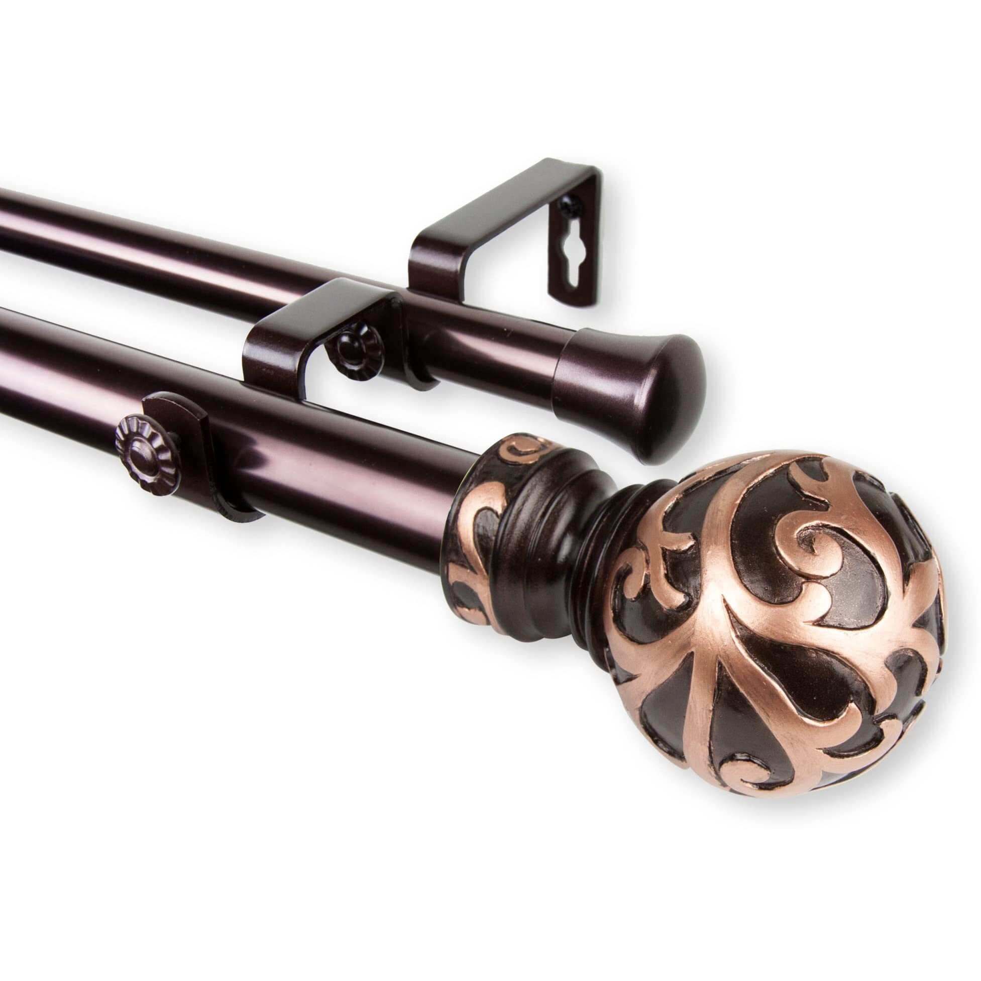 Rod Astamoda Terreca Double Curtain 1" OD 66-120 inch - Bronze